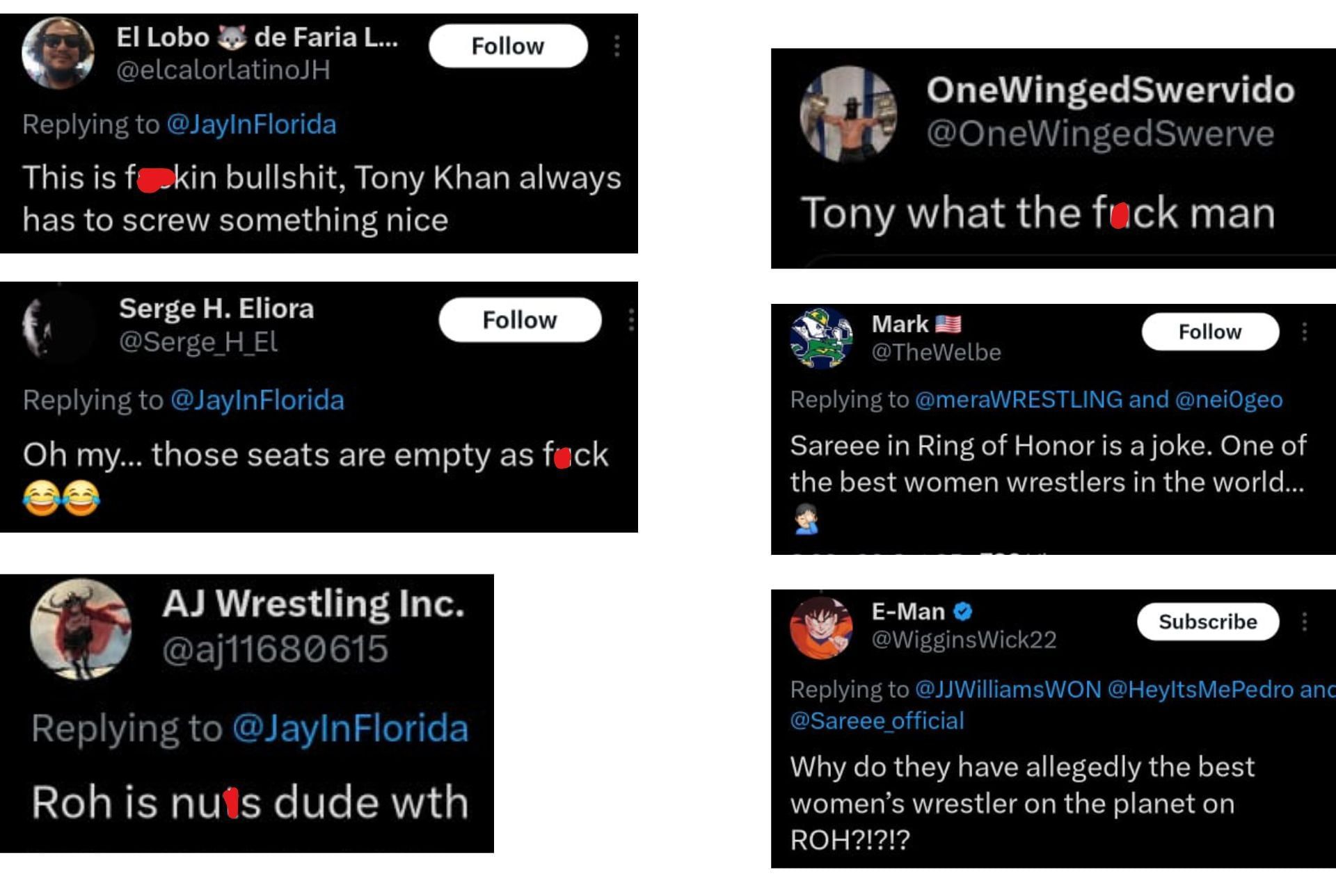 Fans on the X social media platform expressed their frustrations regarding Sareee showing up on ROH and not AEW TV