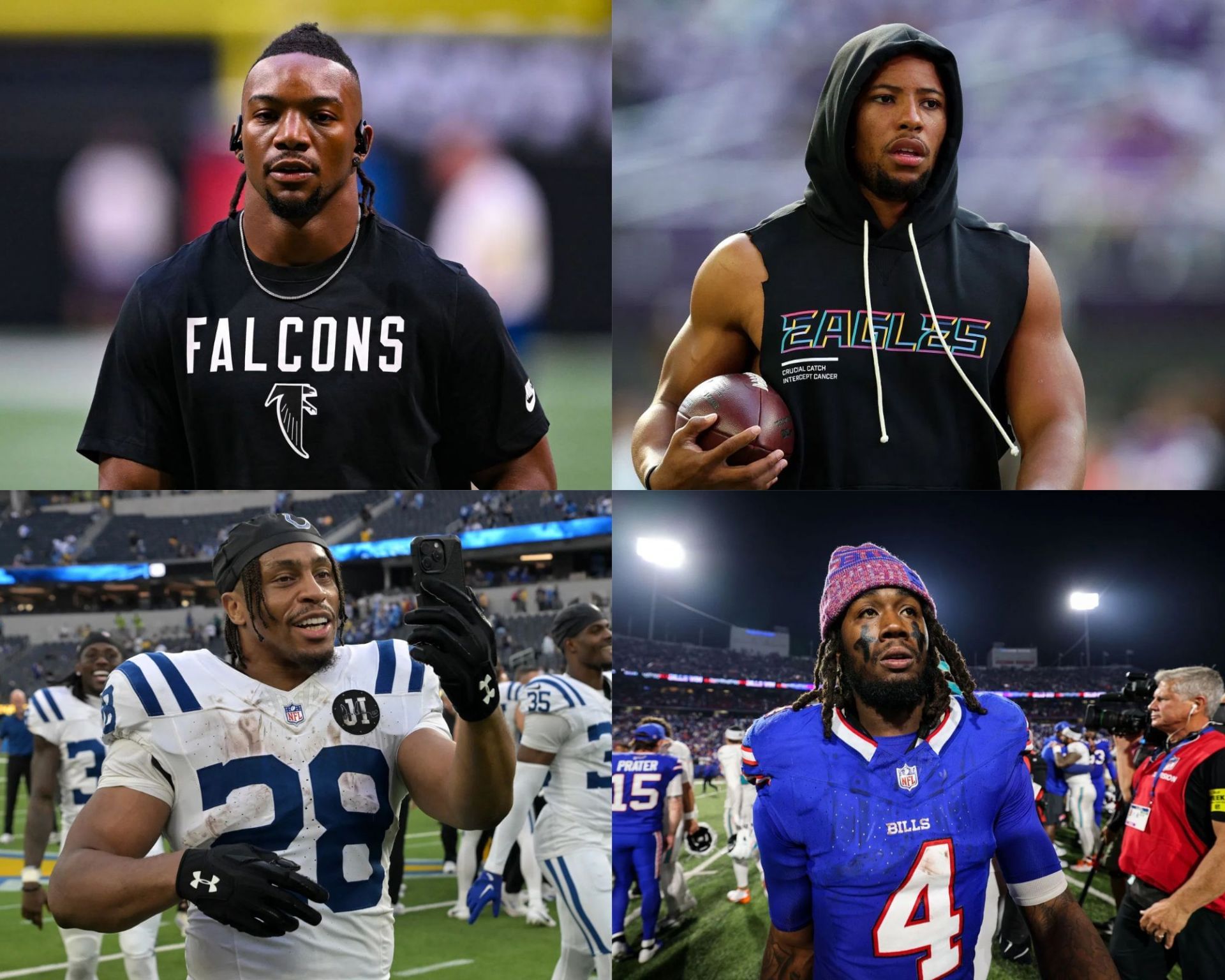 Week 8 Fantasy Football RB Rankings and Picks feat. Saquon Barkley, James Cook, Jonathan Taylor, Bijan Robinson - Source: Imagn/Getty