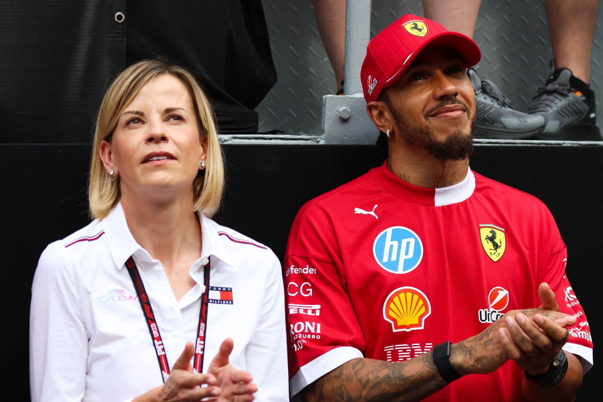 Lewis Hamilton with Susie Wolff at the F1 Singapore Grand Prix - Source: Getty