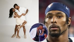 (Watch) Jonathan Owens packs on PDA with Simone Biles as she dons white top and skirt at Bears vs. Saints Week 7 game