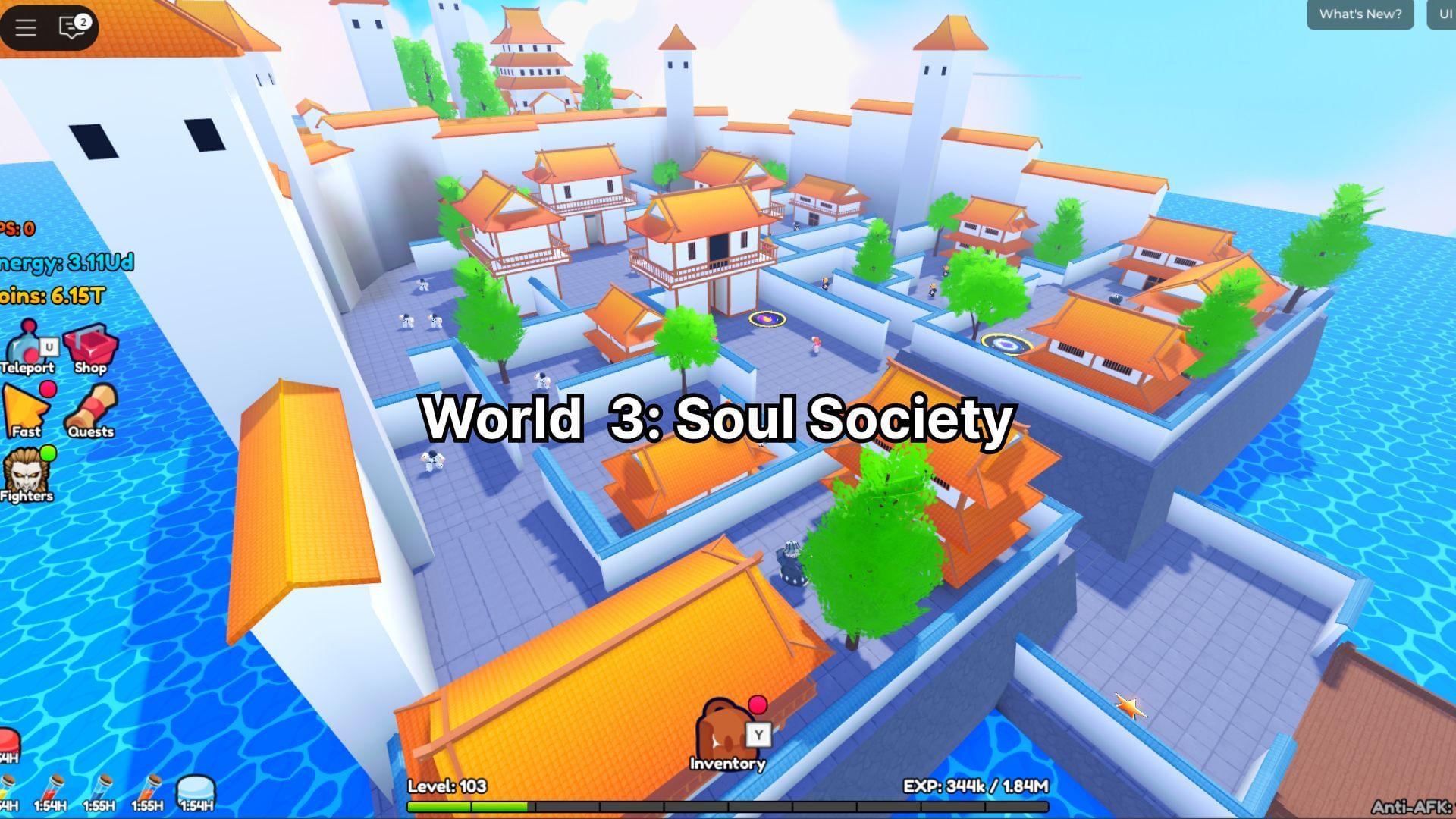 Soul Society is the World 3 in Anime Eternal (Image via Roblox)