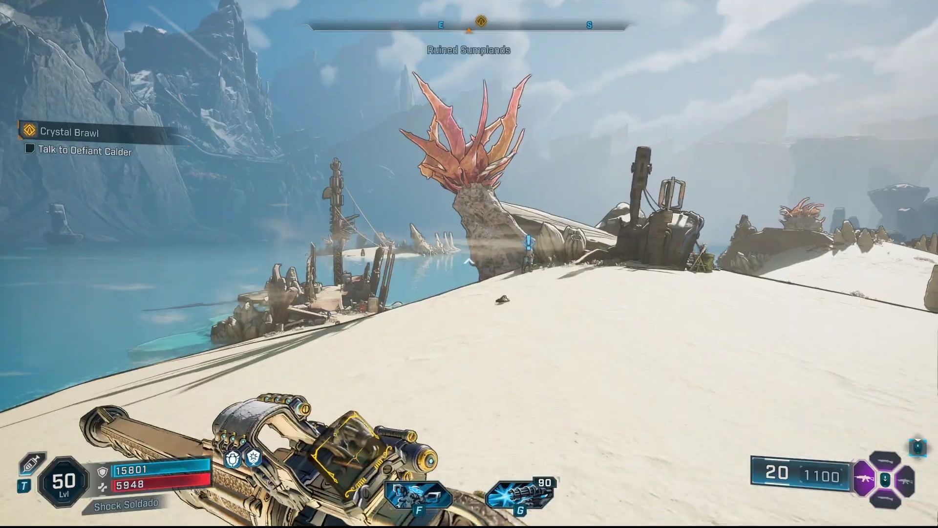 Interact with PJ and head toward the sand island from the beach (Image via Youtube/@WoWQuest)