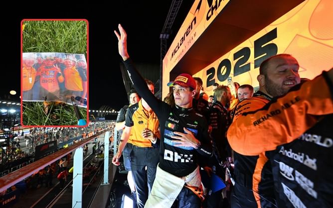 A clip goes viral of an enraged Oscar Piastri fan burning the picture of McLaren celebrating winning the constructors' championship with Lando Norris
