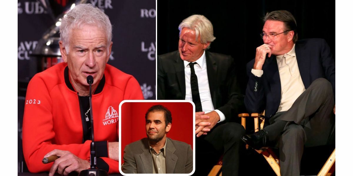 John McEnroe (L), Pete Sampras (inset), Bjorn Borg and Jimmy Connors (R) (Image Source: Getty)