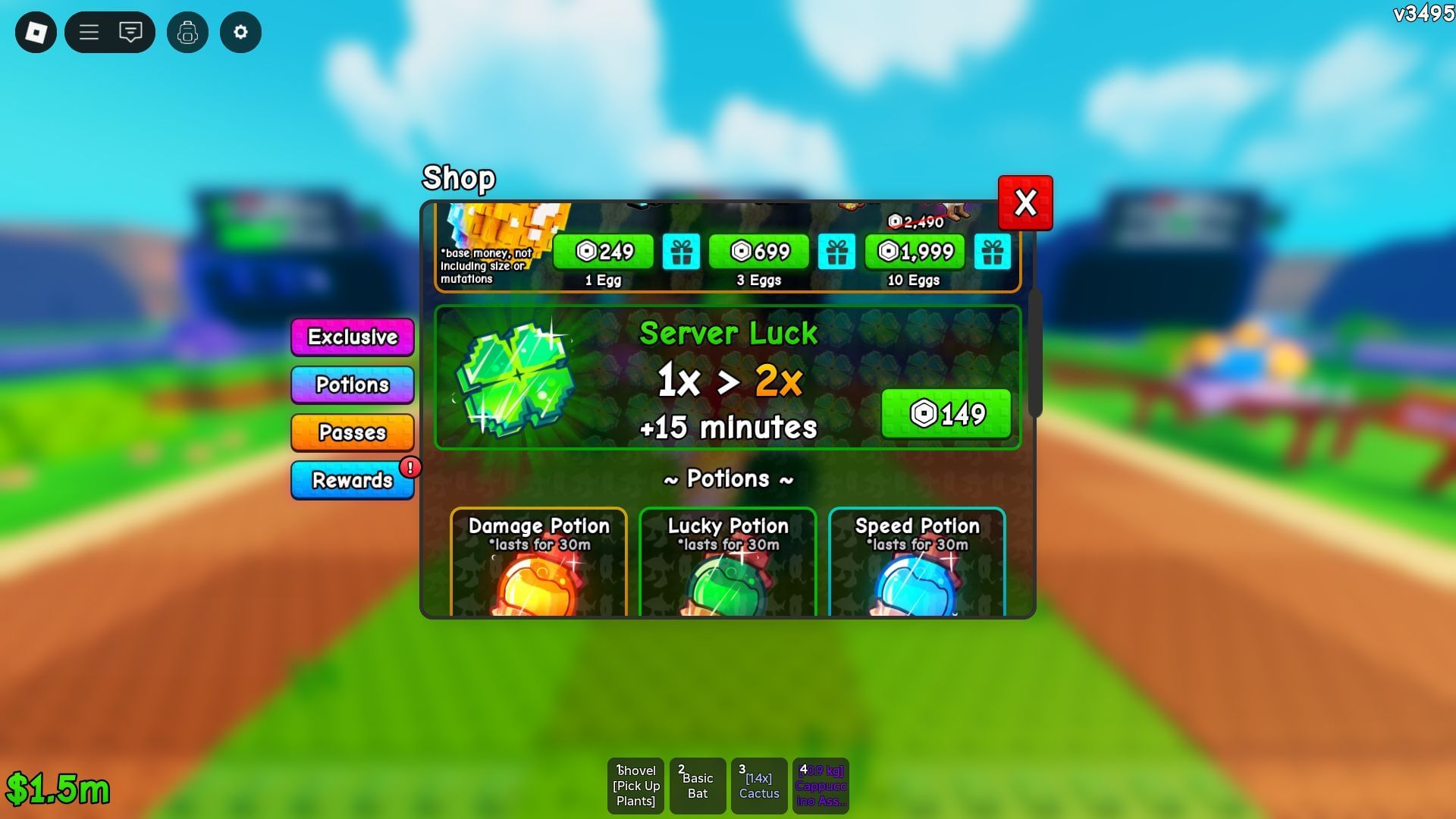 The Server Luck game pass can increase the odds of Titanic variants (Image via Roblox)