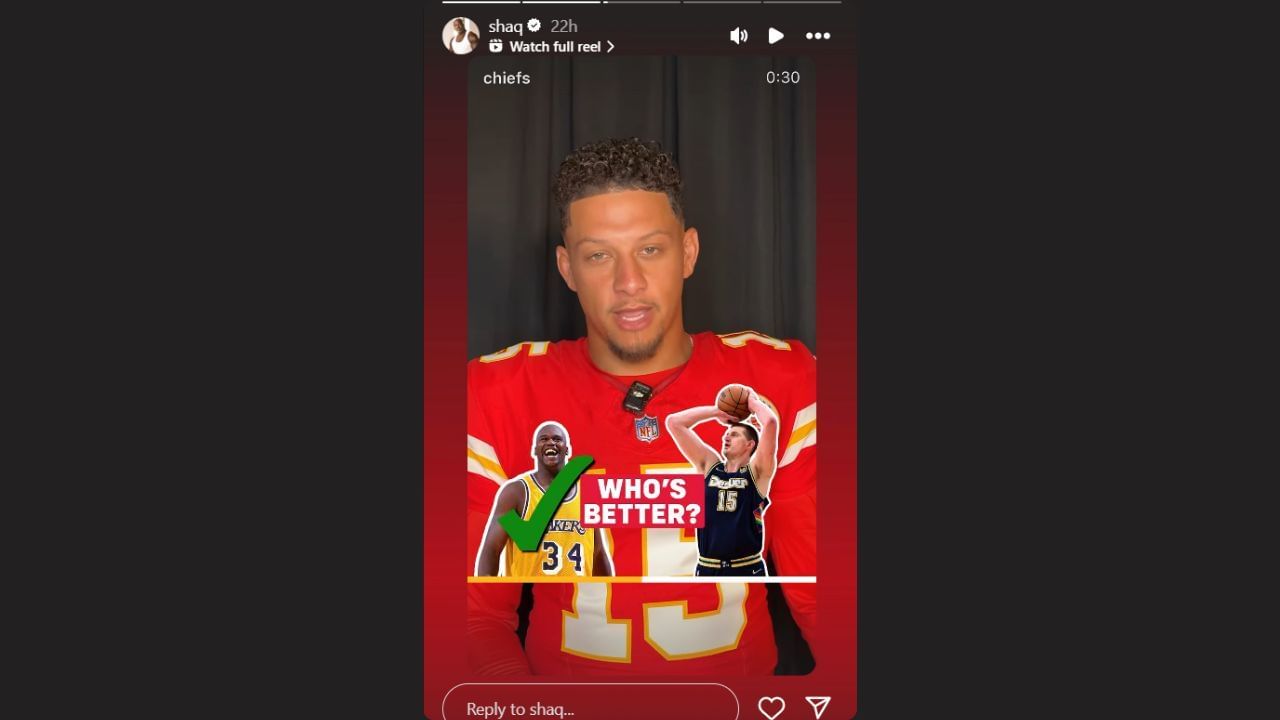 Patrick Mahomes chooses Shaq over European NBA legends. (Image Source: @shaq/IG)