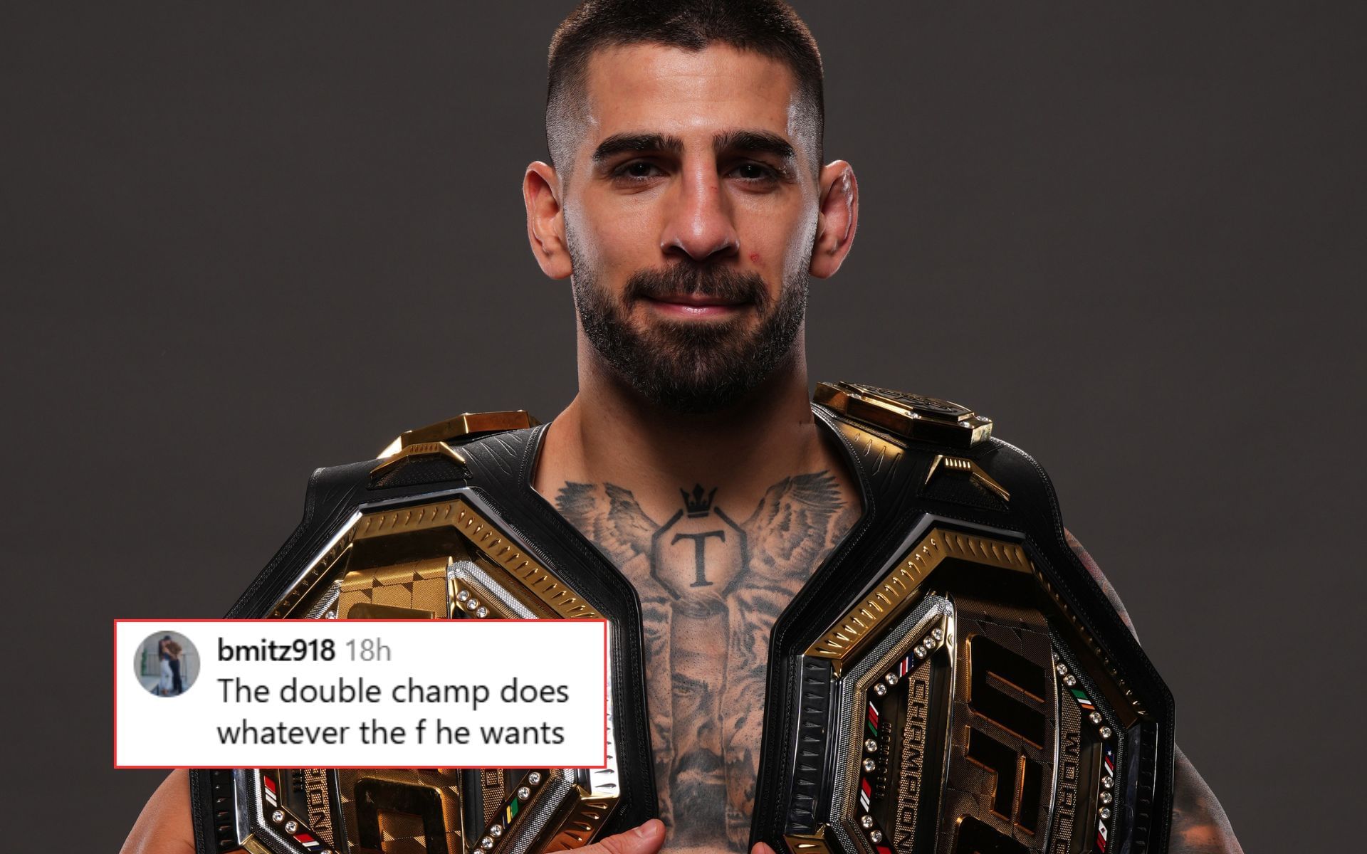 Ilia Topuria (pictured) posing for a portrait after his UFC 317 win. [Image courtesy: Getty Images]