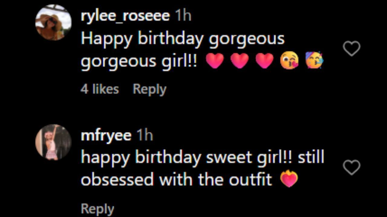 Screenshots of Rylee Gonzales and Madeline Frye&#039;s comments on Olivia Dunne&#039;s Instagram post (Images from - Instagram.com/@livvydunne)