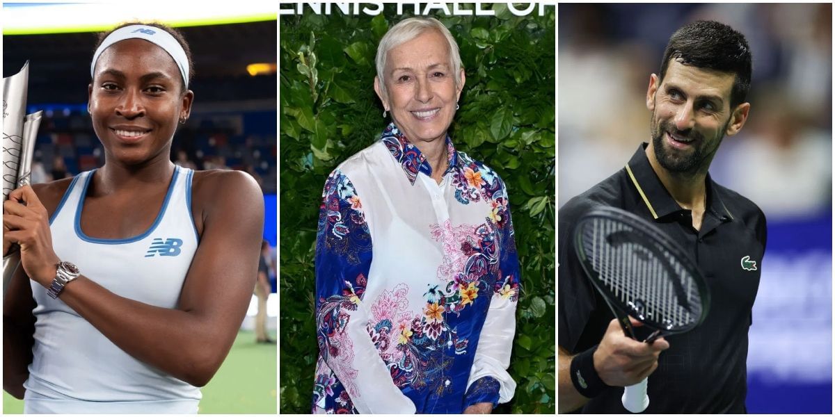 Coco Gauff, Martina Navratilova and Novak Djokovic