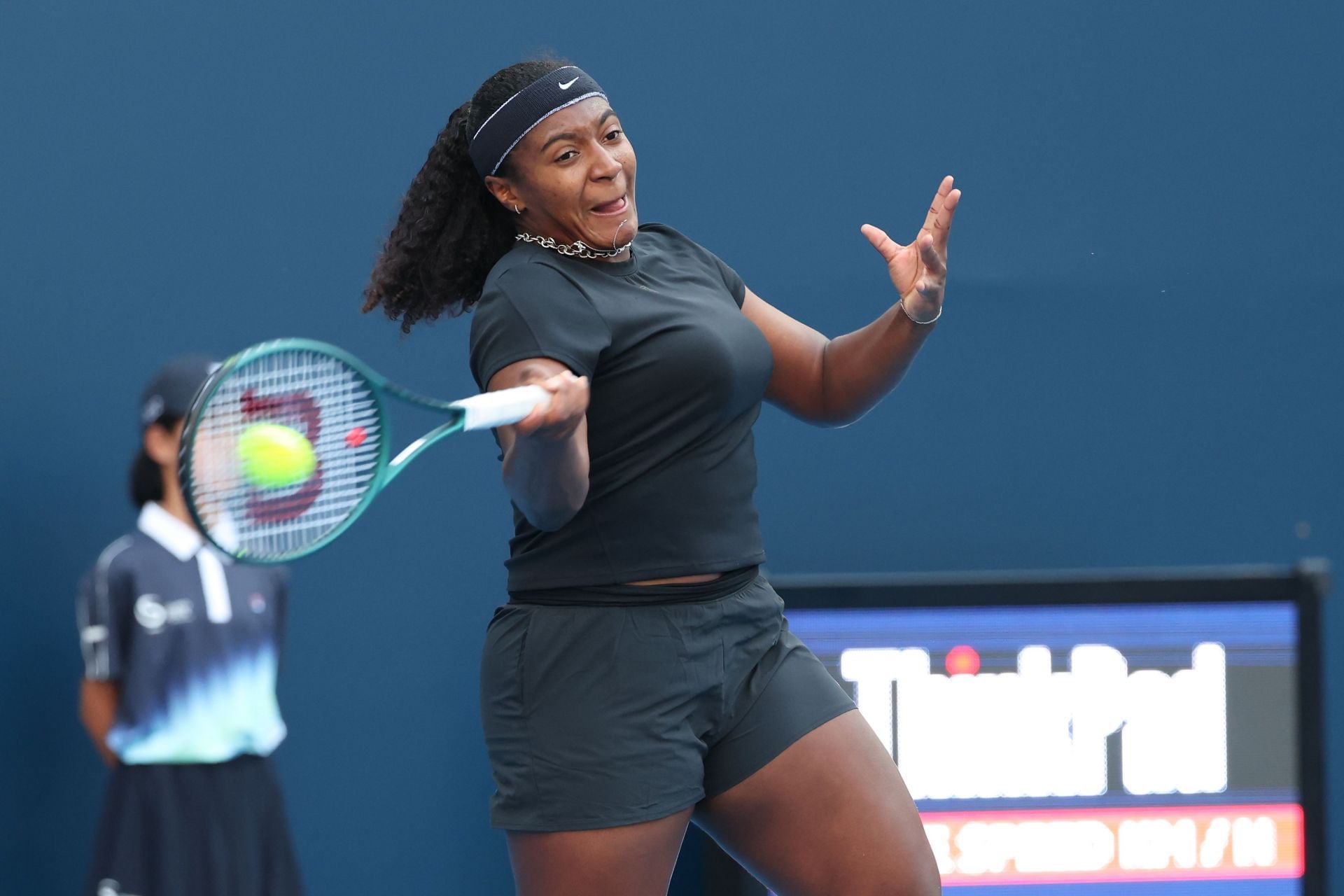 Baptiste hits a forehand | Image Source: Getty