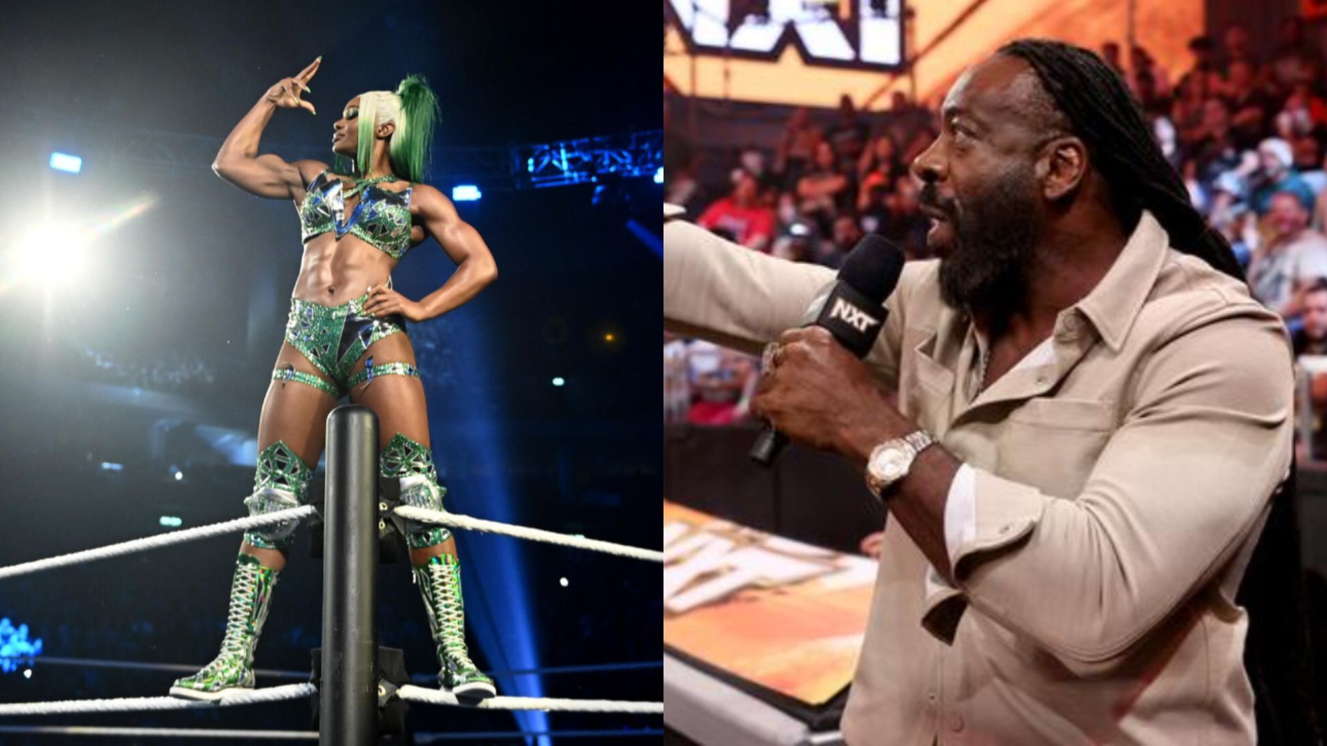 Jade Cargill (left) / Booker T (right) [Image Credits: WWE