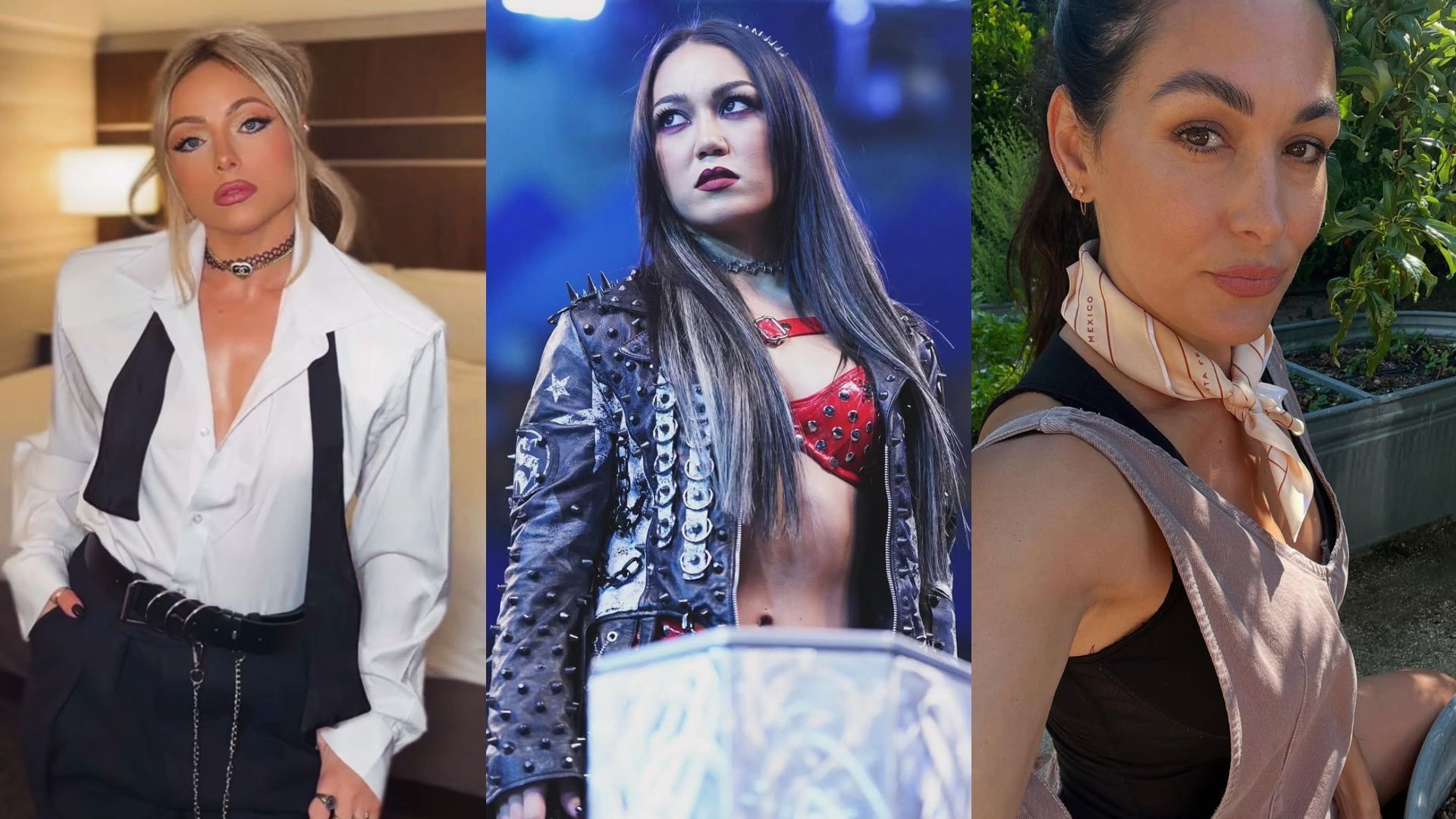 Liv Morgan, Roxane Perez, and Brie Bella (left to right) [Picture credits: Stars