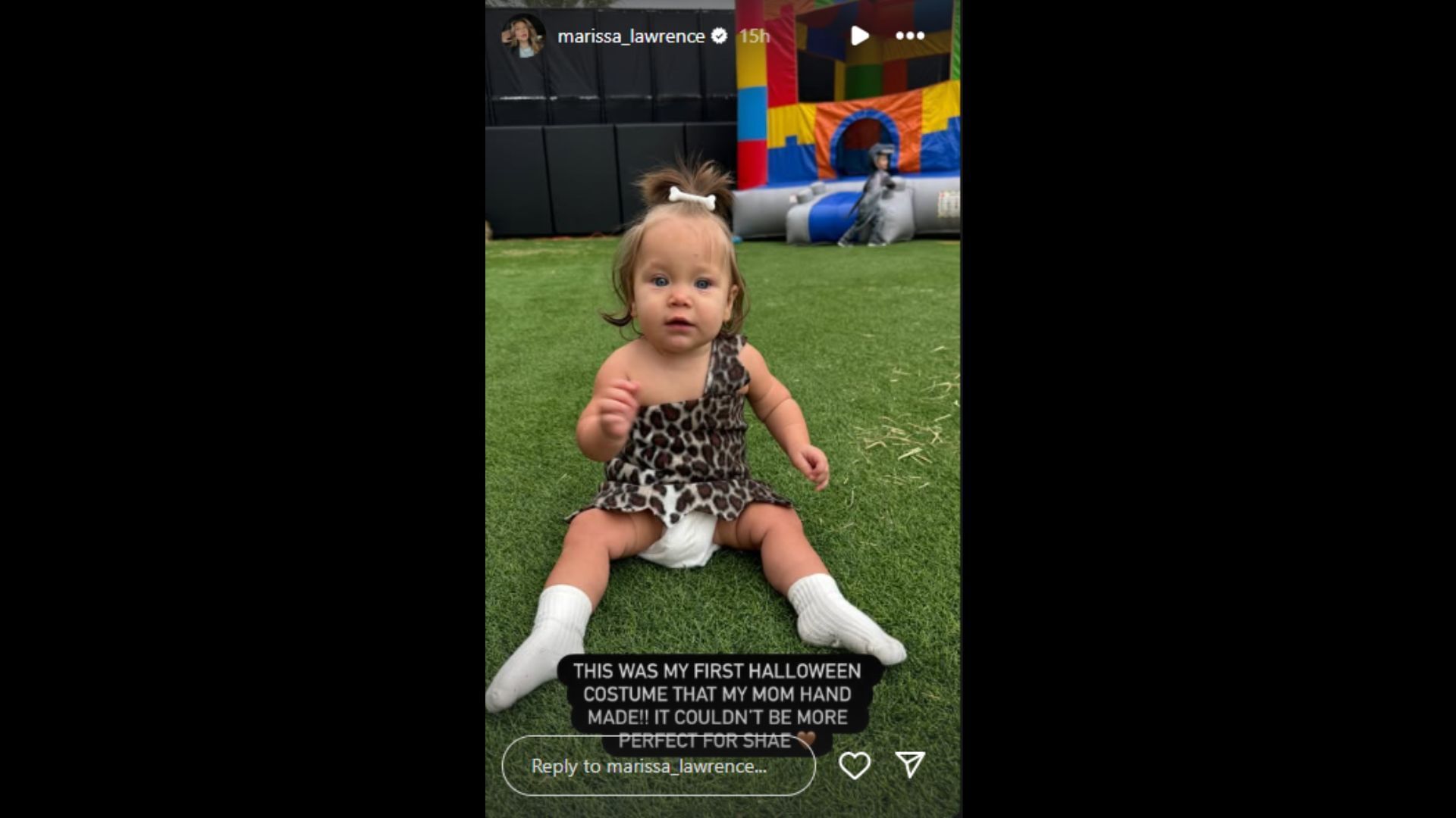 Trevor and Marissa Lawrence&#039;s daughter wore her very first Halloween costume. (Photo via Marissa Lawrence&#039;s Instagram Story)
