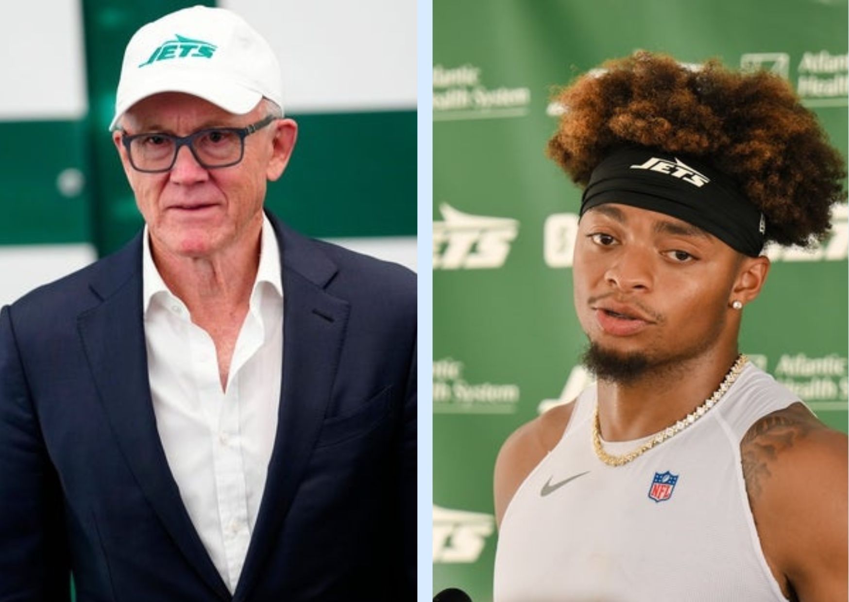 New York Jets owner Woody Johnson and quarterback Justin Fields
