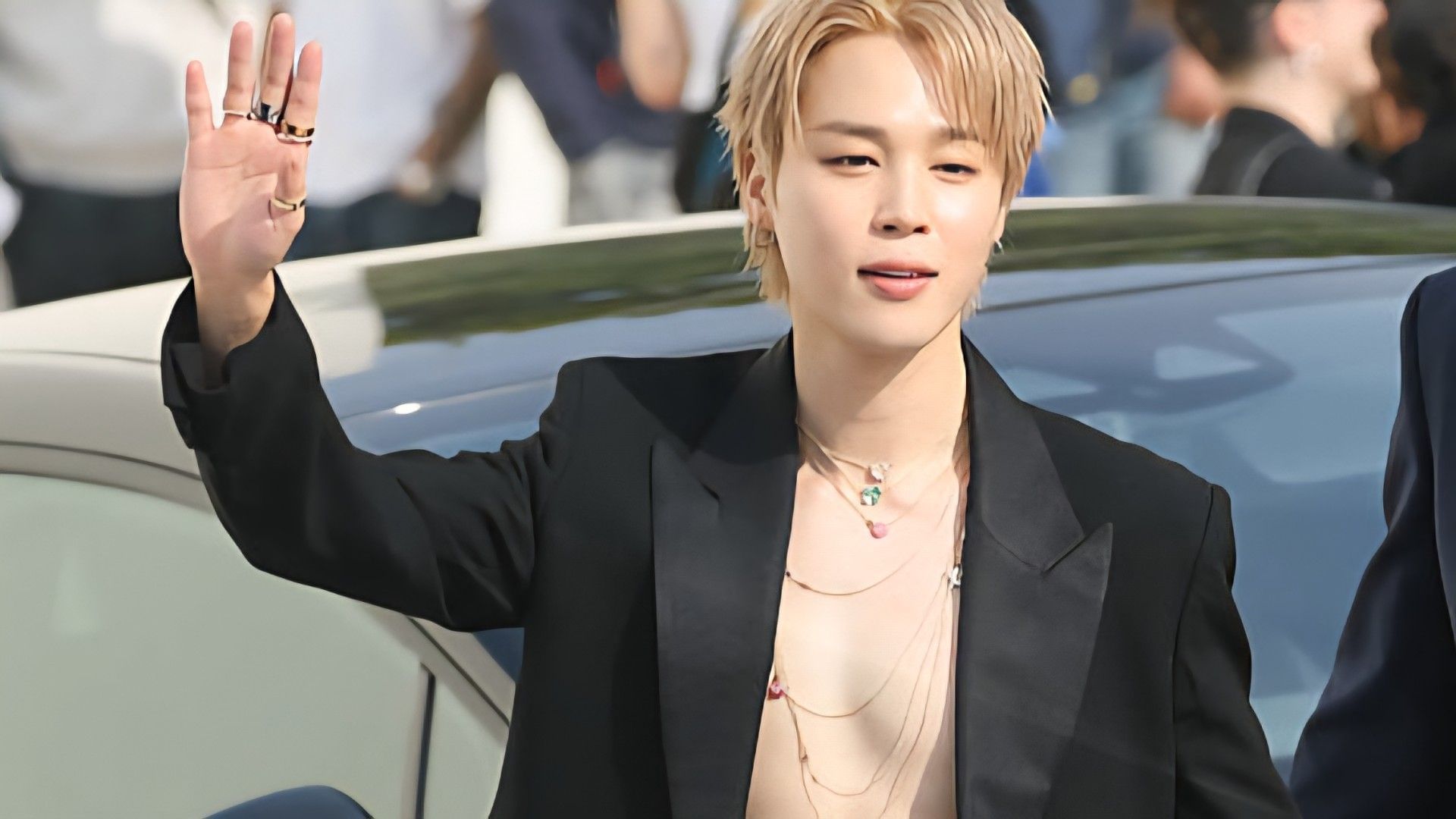BTS Jimin at the Paris Fashion Week (Image via Getty)