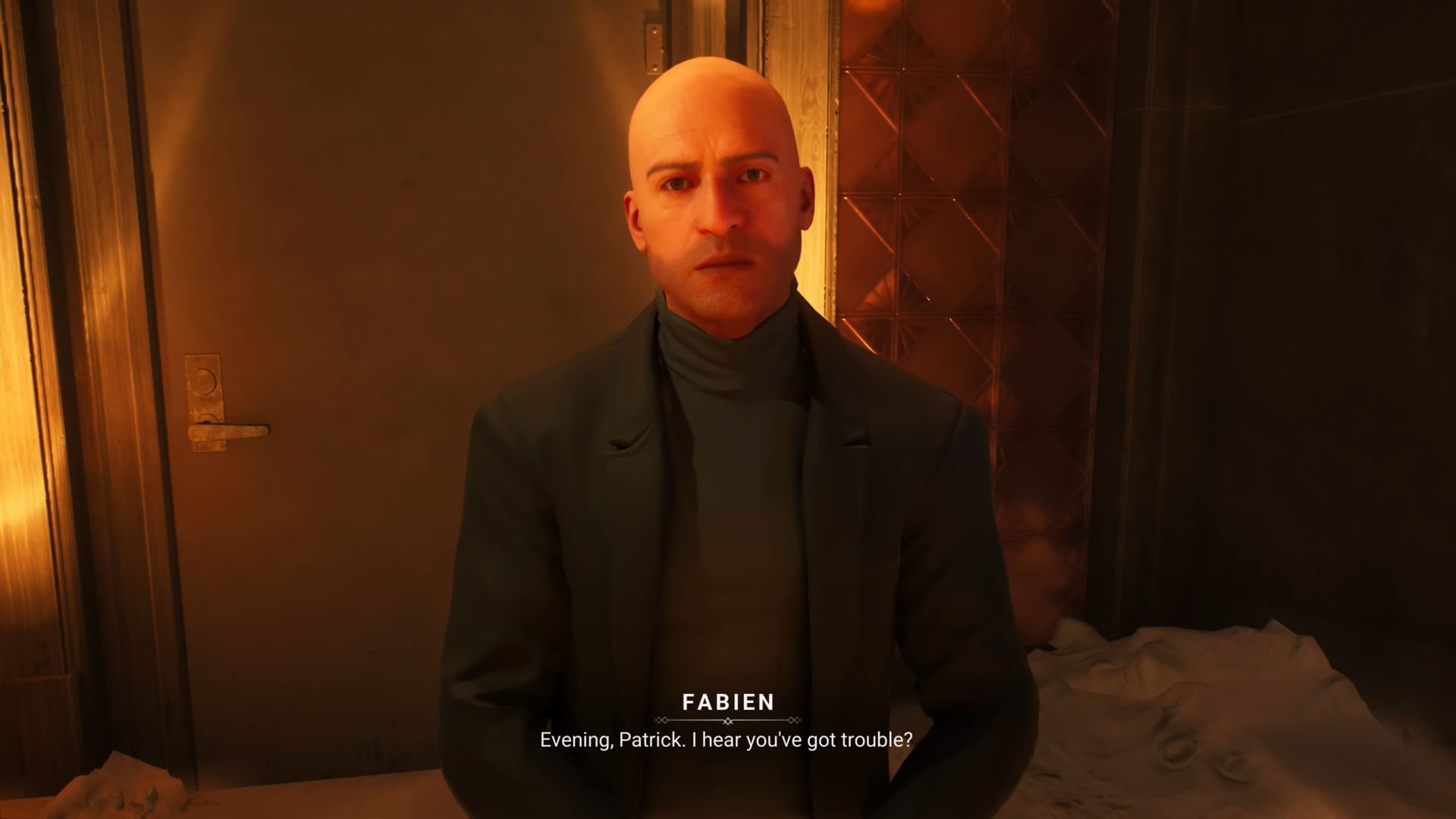 The Makom bar bouncer in The Cigarette Girl quest (Image via Paradox Interactive | YouTube: @Zoddronite)