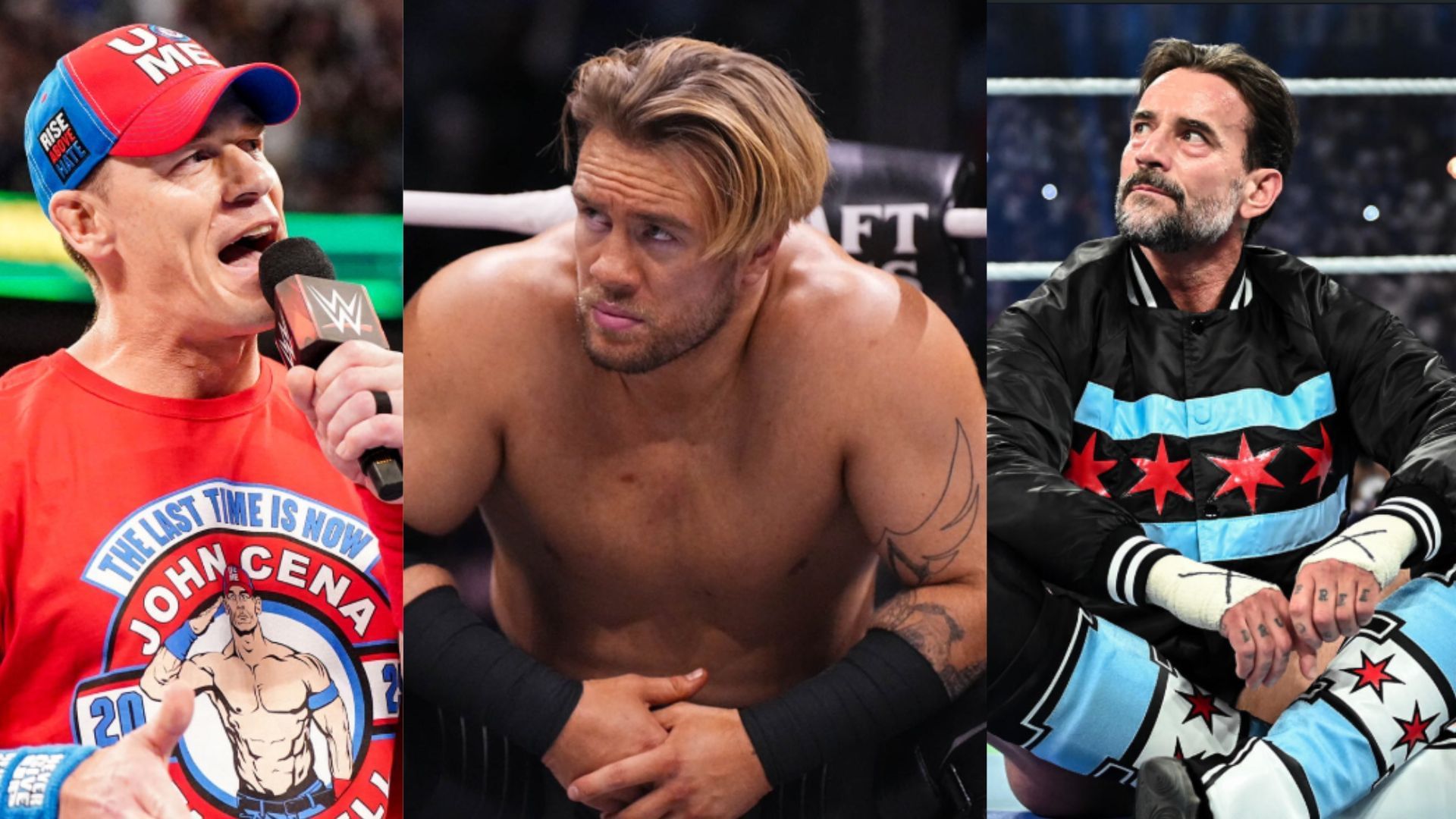 John Cena (left) / Will Ospreay (middle) / CM Punk (right) [Image Credits: WWE