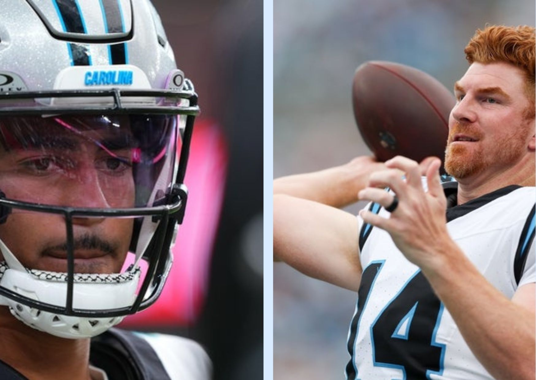 Carolina Panthers quarteracks Bryce Young and Andy Dalton
