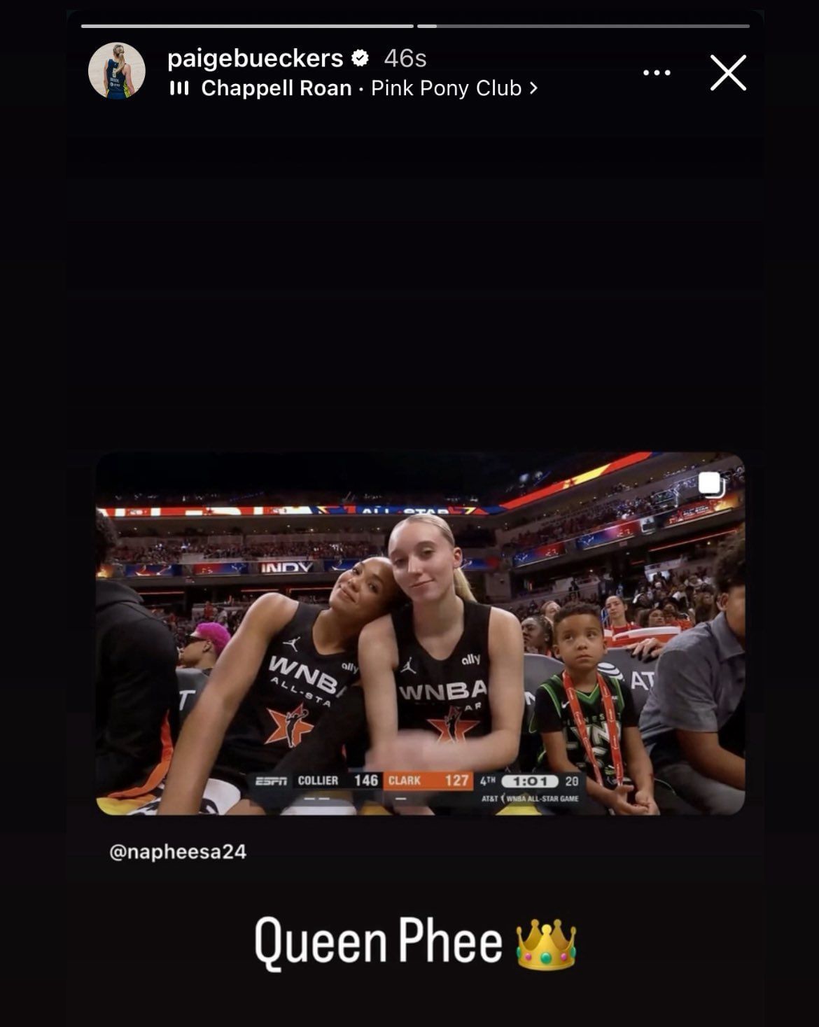 Paige Bueckers&#039; Instagram story.