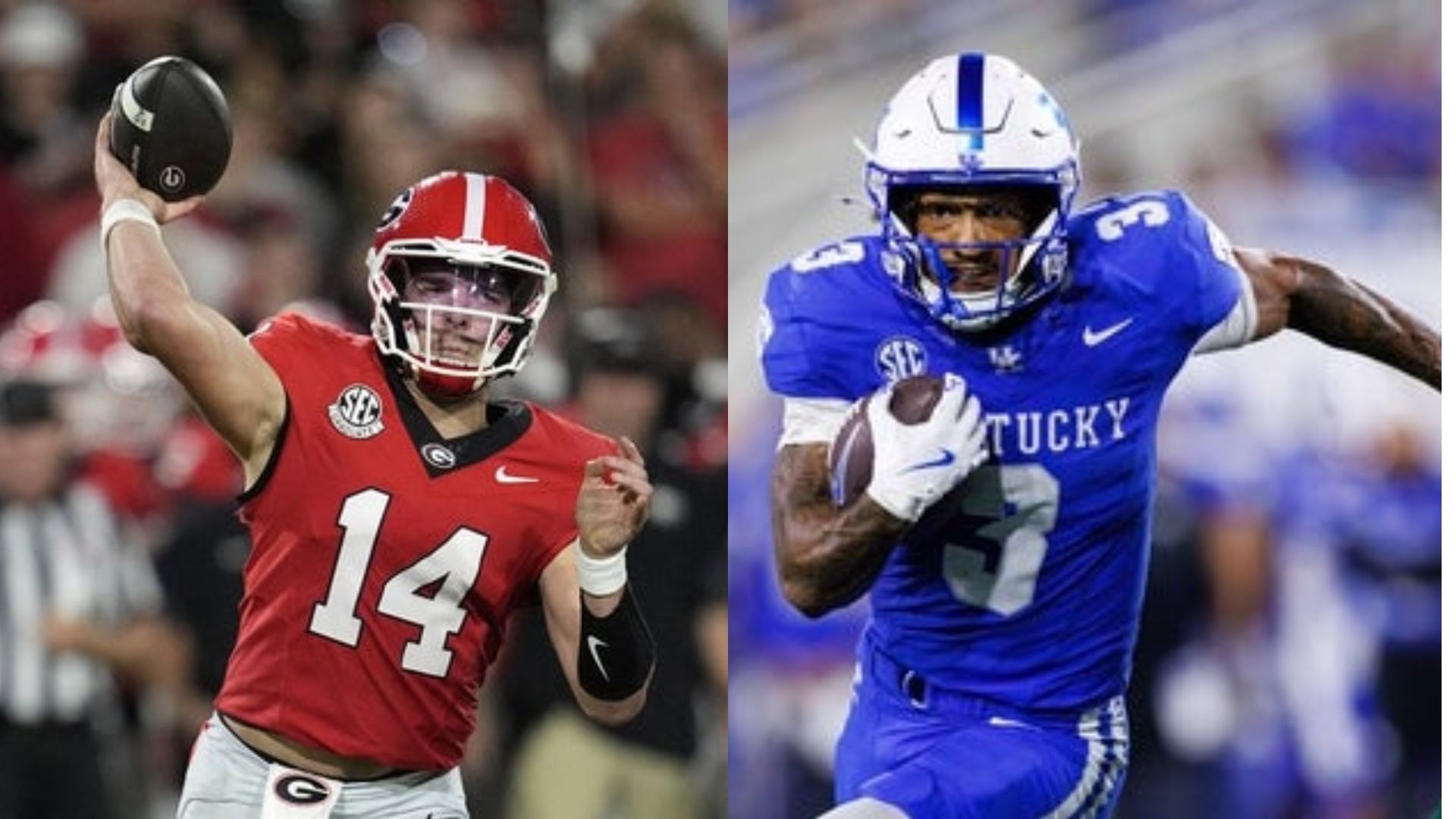 Georgia quarterback Gunner Stockton (left) and Kentucky running back Seth McGowan (right) (Image Source: IMAGN)