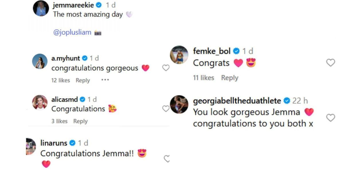 Screenshot of comments (IG/@jemmareekie)