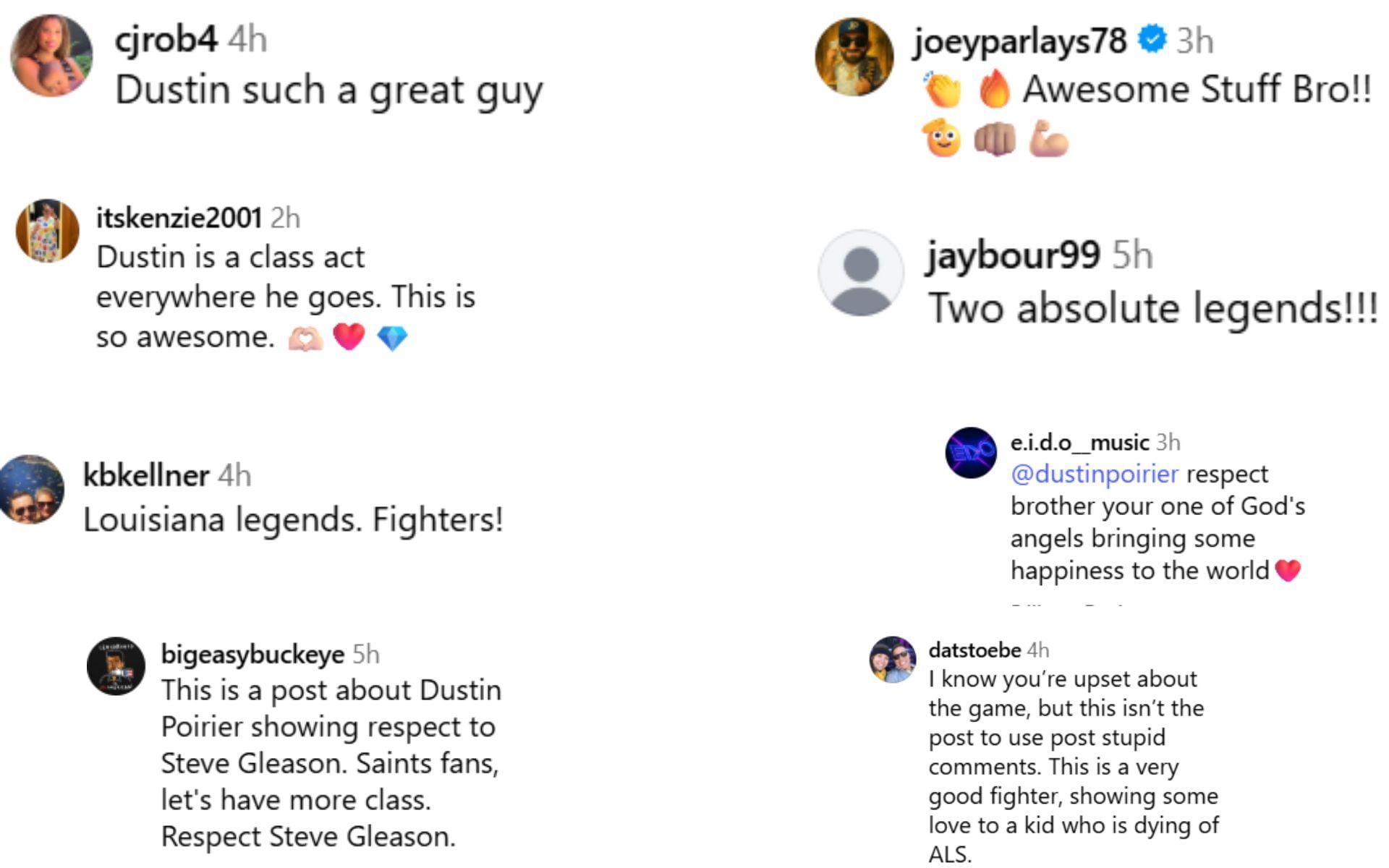 Fan reactions [Screenshots courtesy: @saints on Instagram]
