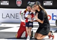 Tyler Reddick with his wife, Alexa, and son Beau at Michigan International Speedway. Source: Getty