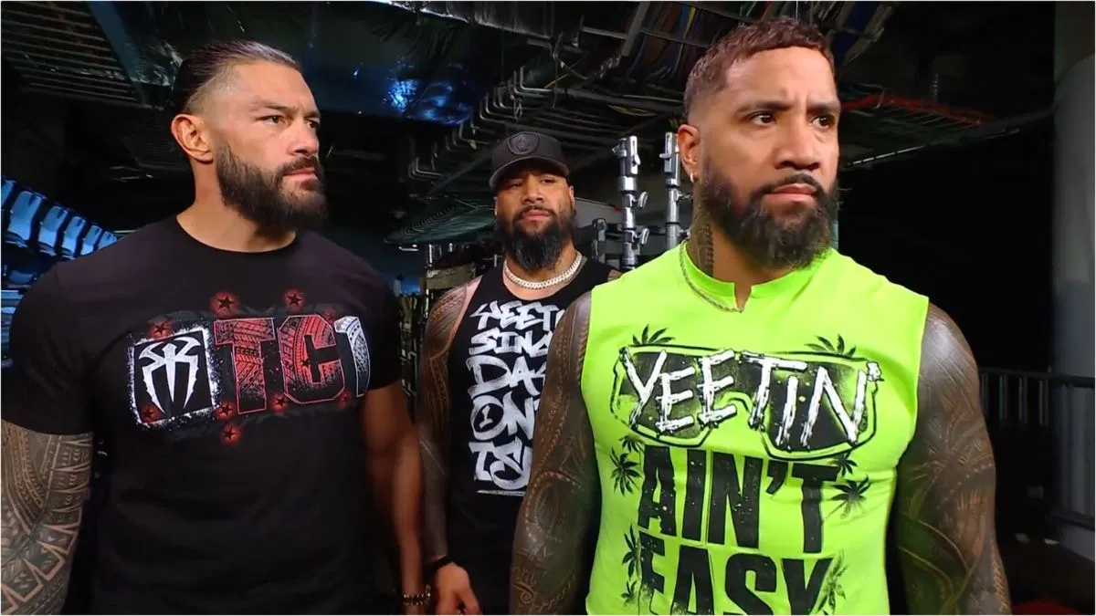 Roman Reigns and The Usos on RAW. [Image via WWE on X]