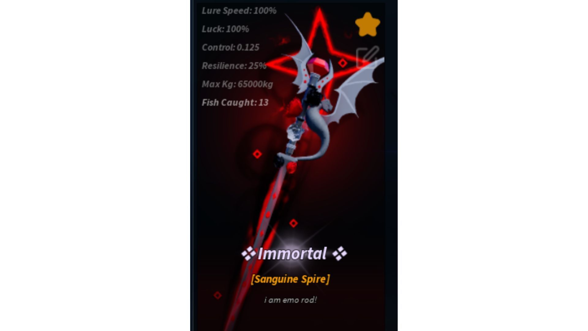 Sanguine Spire Rod in Fisch (Image via Roblox)