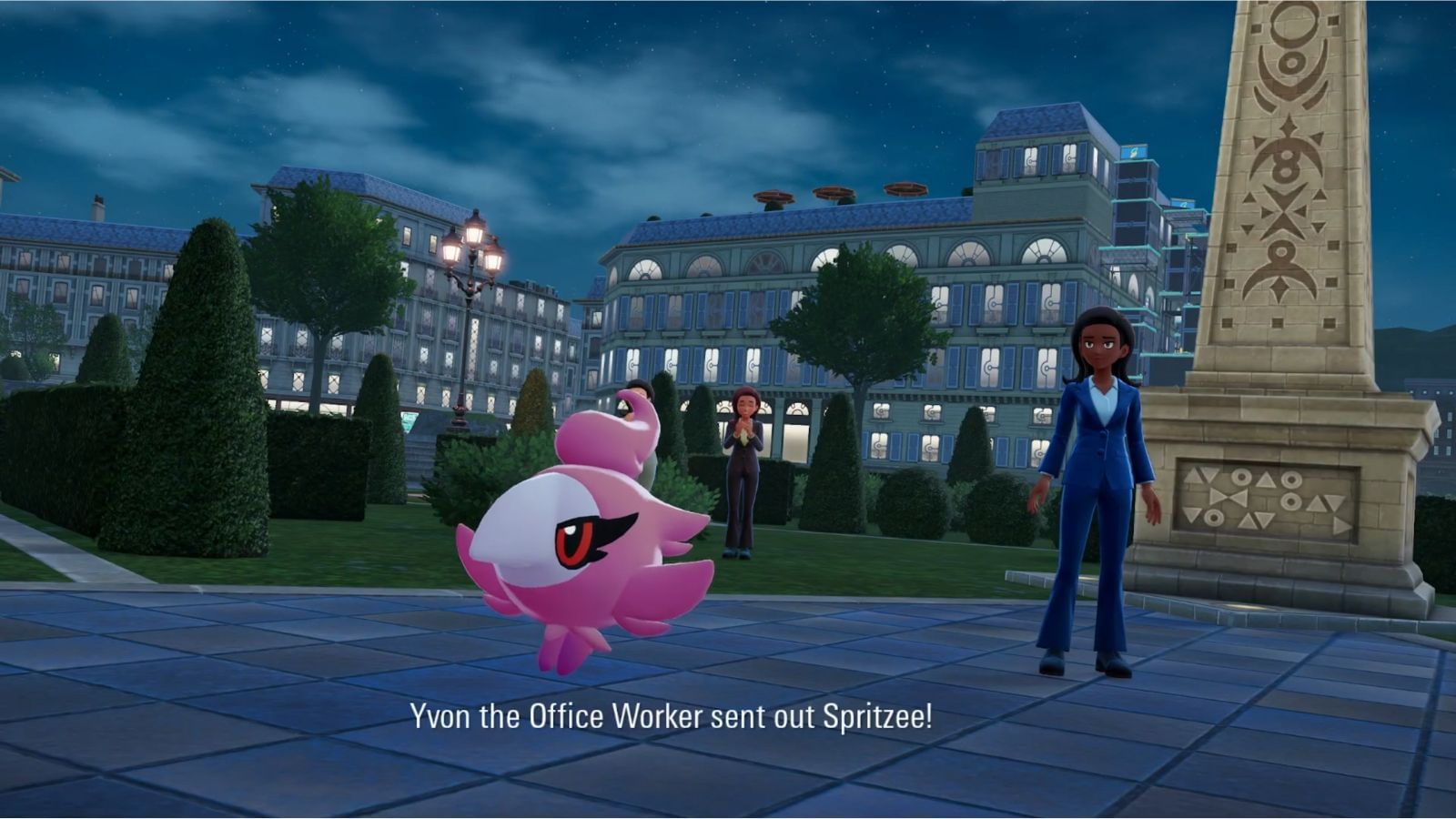 Yvon starts the battle with her Spritzee (Image via TPC || YouTube@Sweat)