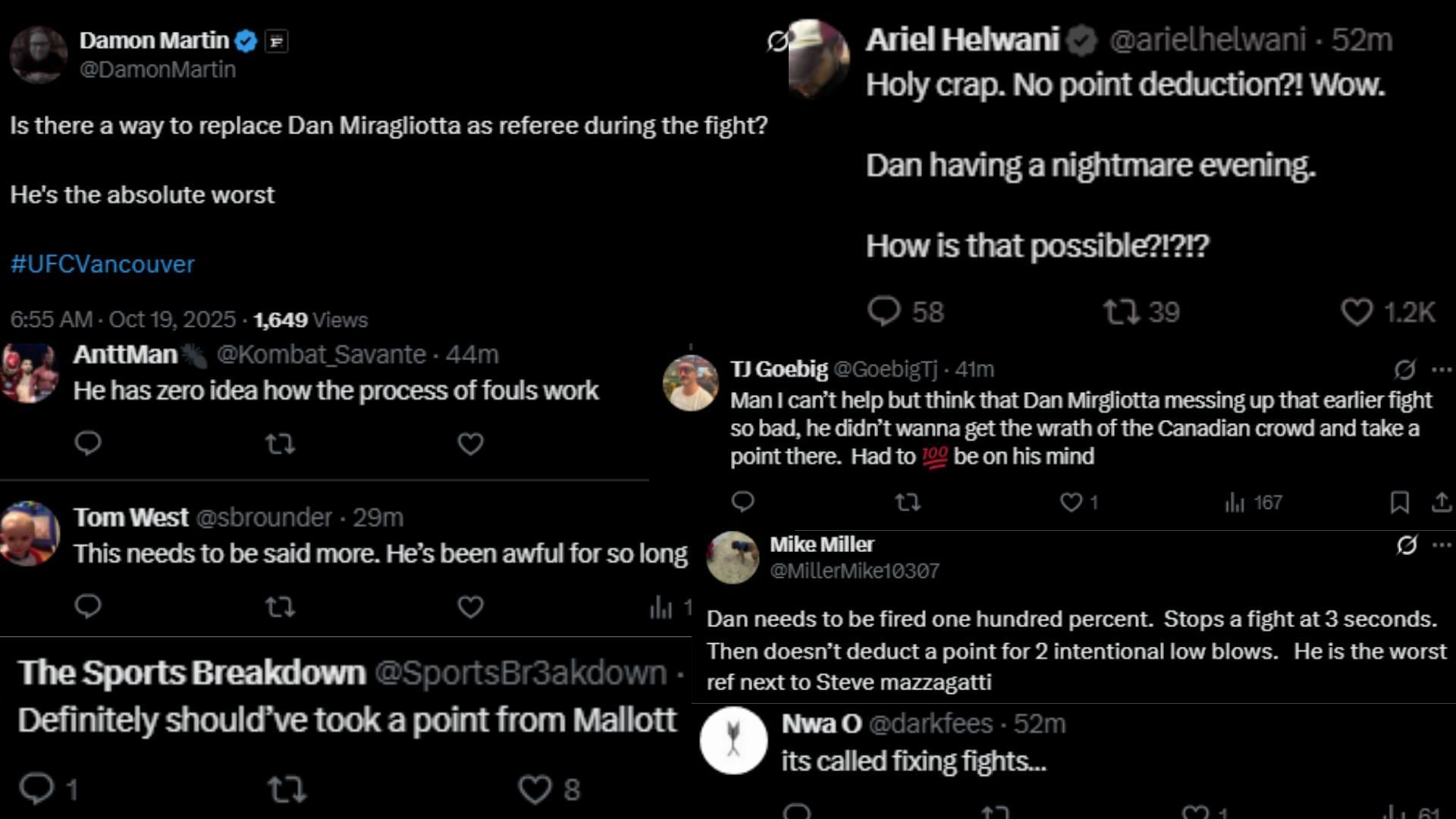 Fan comments [Screenshots courtesy: @DamonMartin, @arielhelwani and @GoebigTj on X]