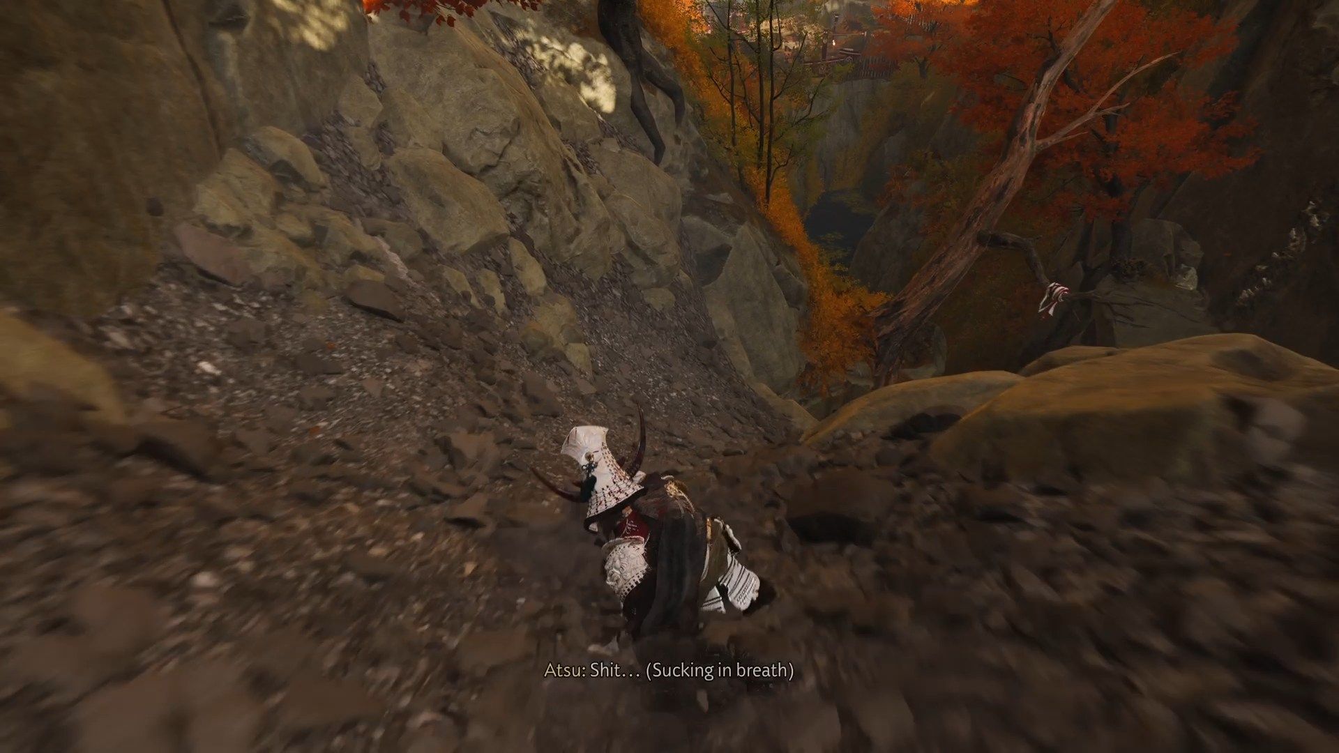 Slide down and use the grappling hook (Image via Sucker Punch)