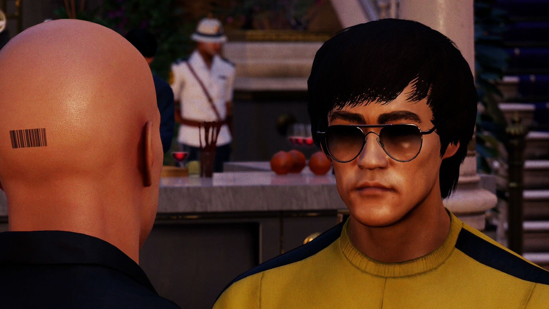 Agent 47 meets the legend, Bruce Lee, in the new Elusive Target mission for Hitman 3, The Dragon (Image via IO Interactive)