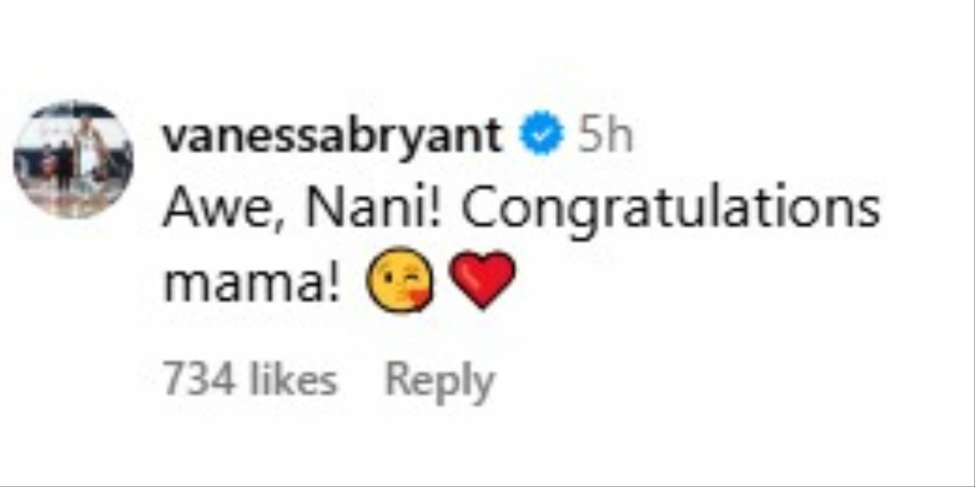 Vanessa Bryant comments on Natalia Bryant&#039;s post on Instagram