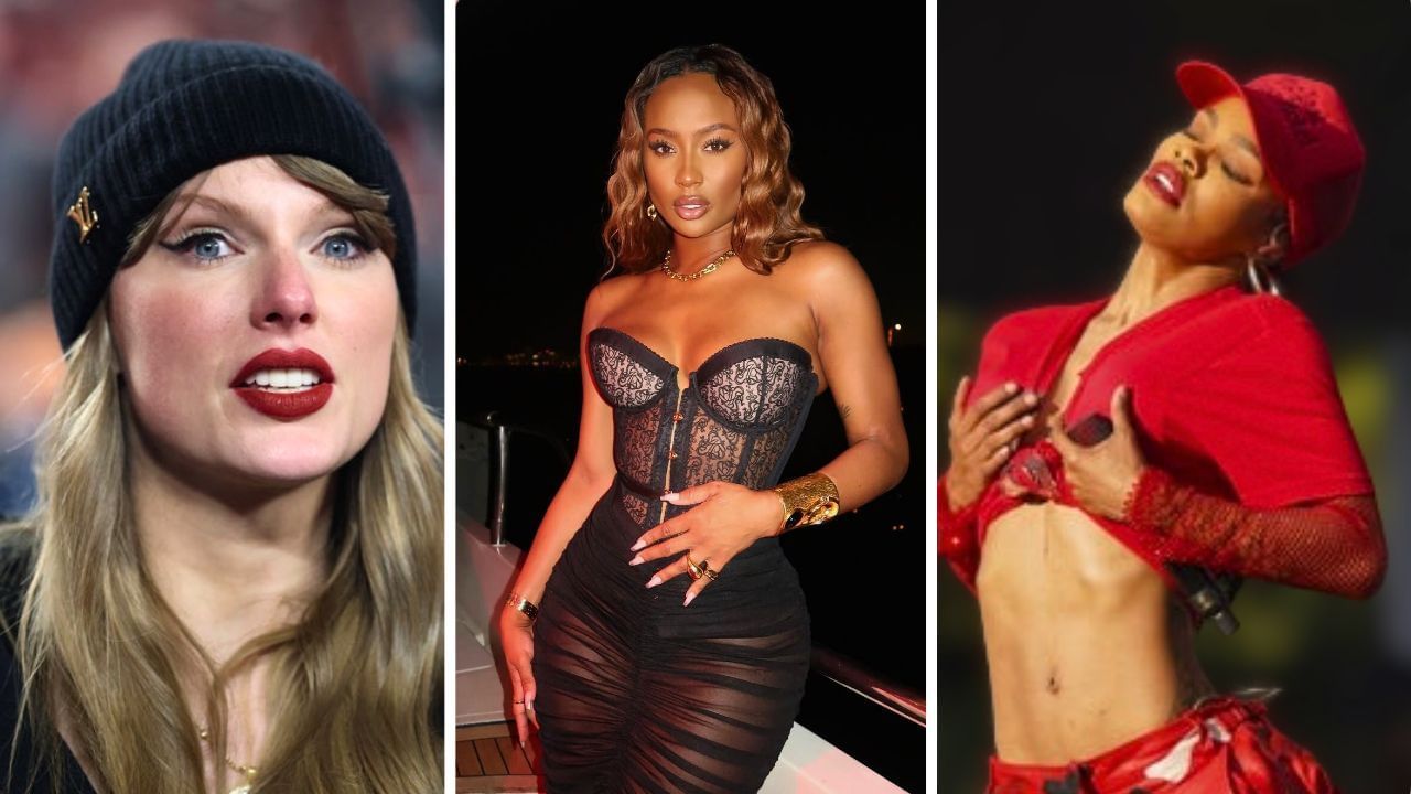 Fans react as Taylor Swift seemingly throws shade at Travis Kelce&rsquo;s ex with special gesture to Teyana Taylor (Photos via IMAGN and Instagram/@iamkaylanicole)