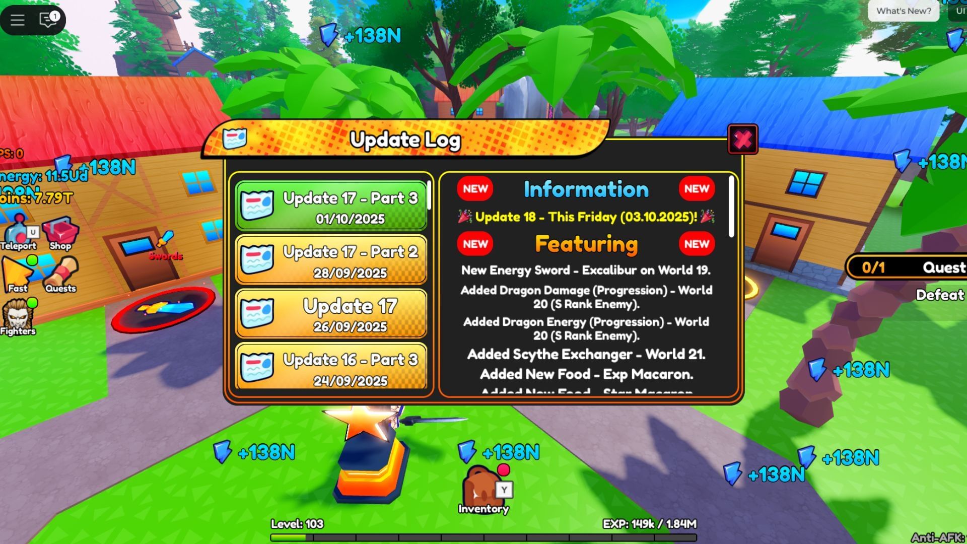 Part 3 of Update 17 added new features and changes to the whole game (Image via Roblox)