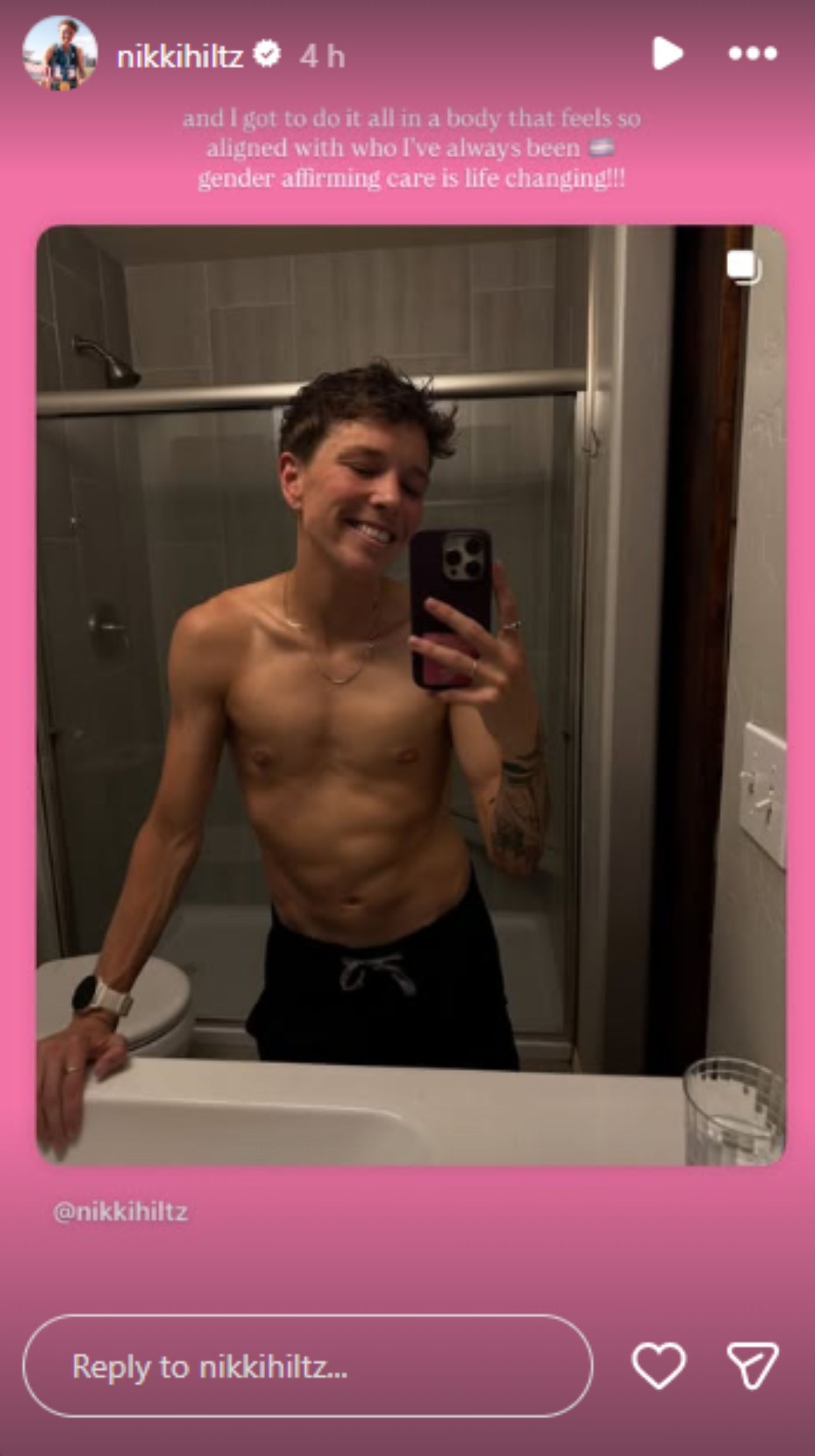 Screengrab of Nikki Hiltz&#039;s Instagram story [Image Source : Nikki Hiltz&#039;s Instagram] 