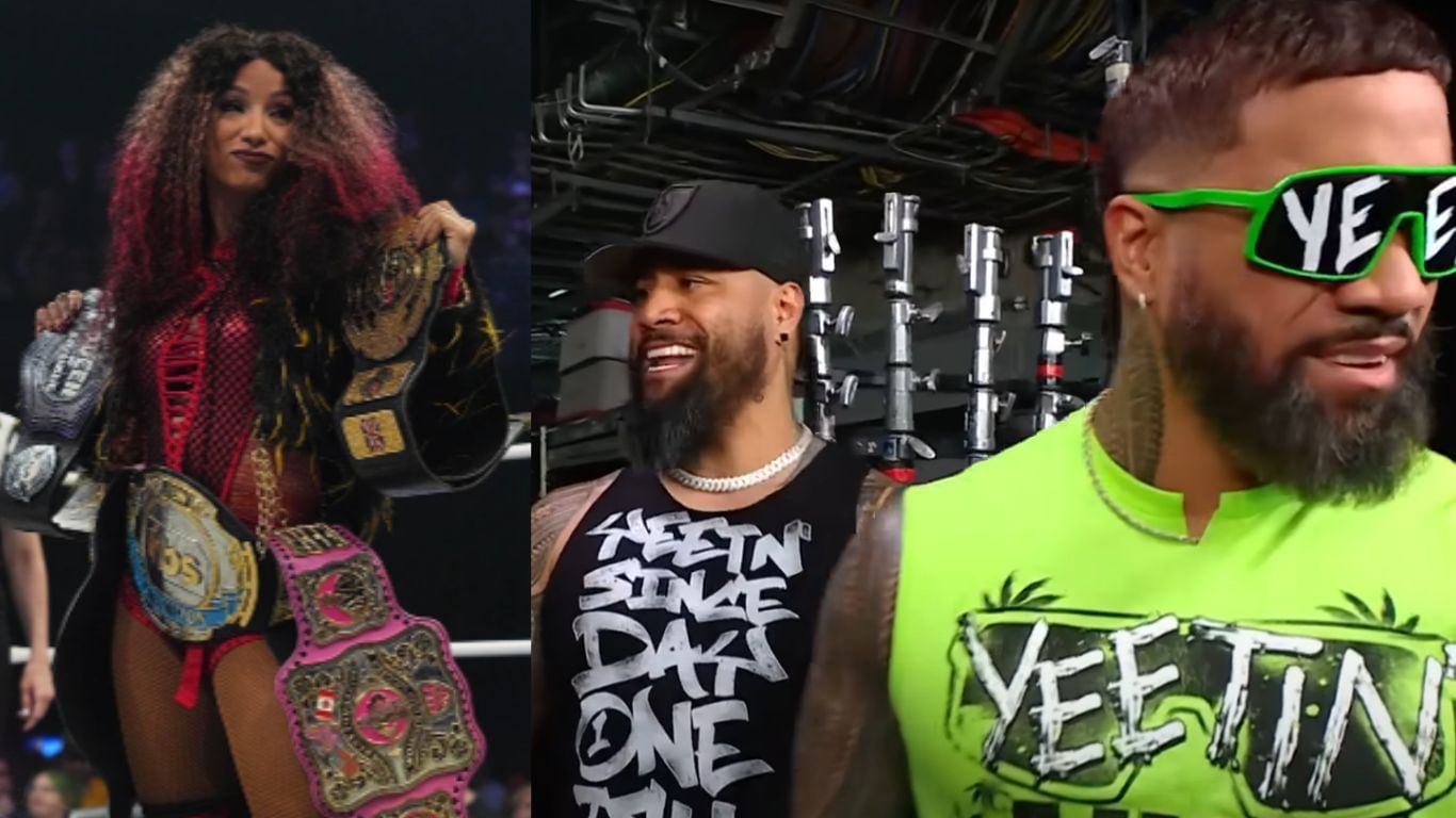 Mercedes Mone (left) and the Usos (right) [Images via allelitewrestling.com &amp; WWE