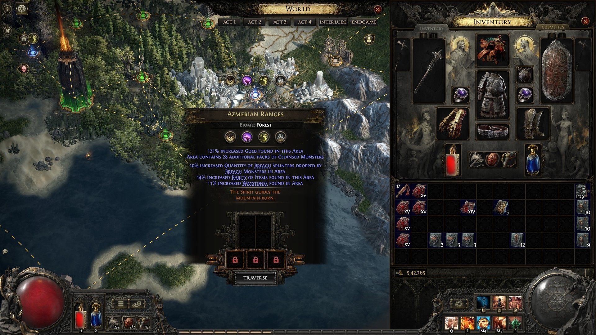 Find a map node with better item rarity and additional monsters (Image via Grinding Gear Games)