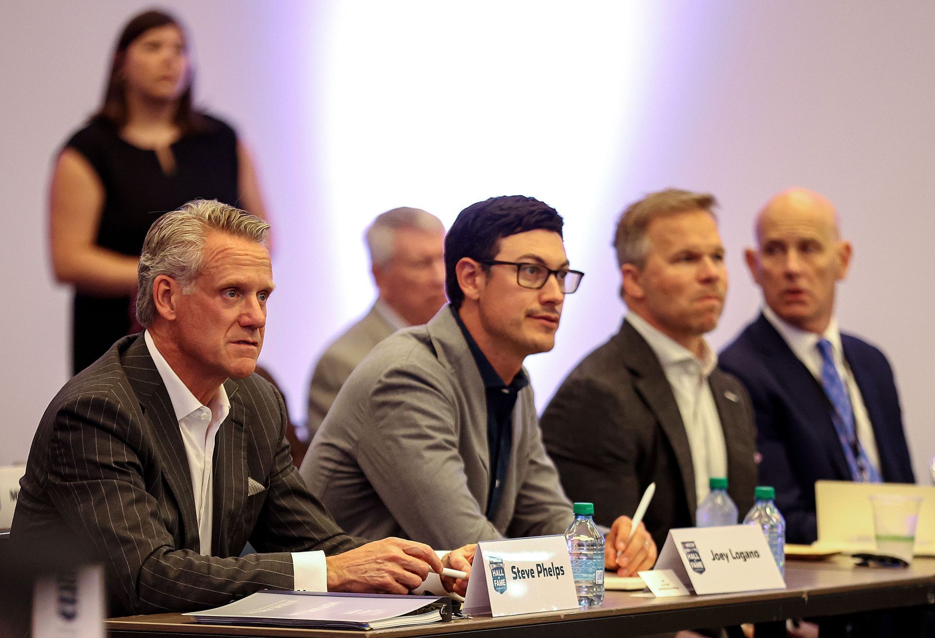 Steve Phelps and 2024 Cup Series champion, Joey Logano, before the 2025 HOF voting. Source: Getty
