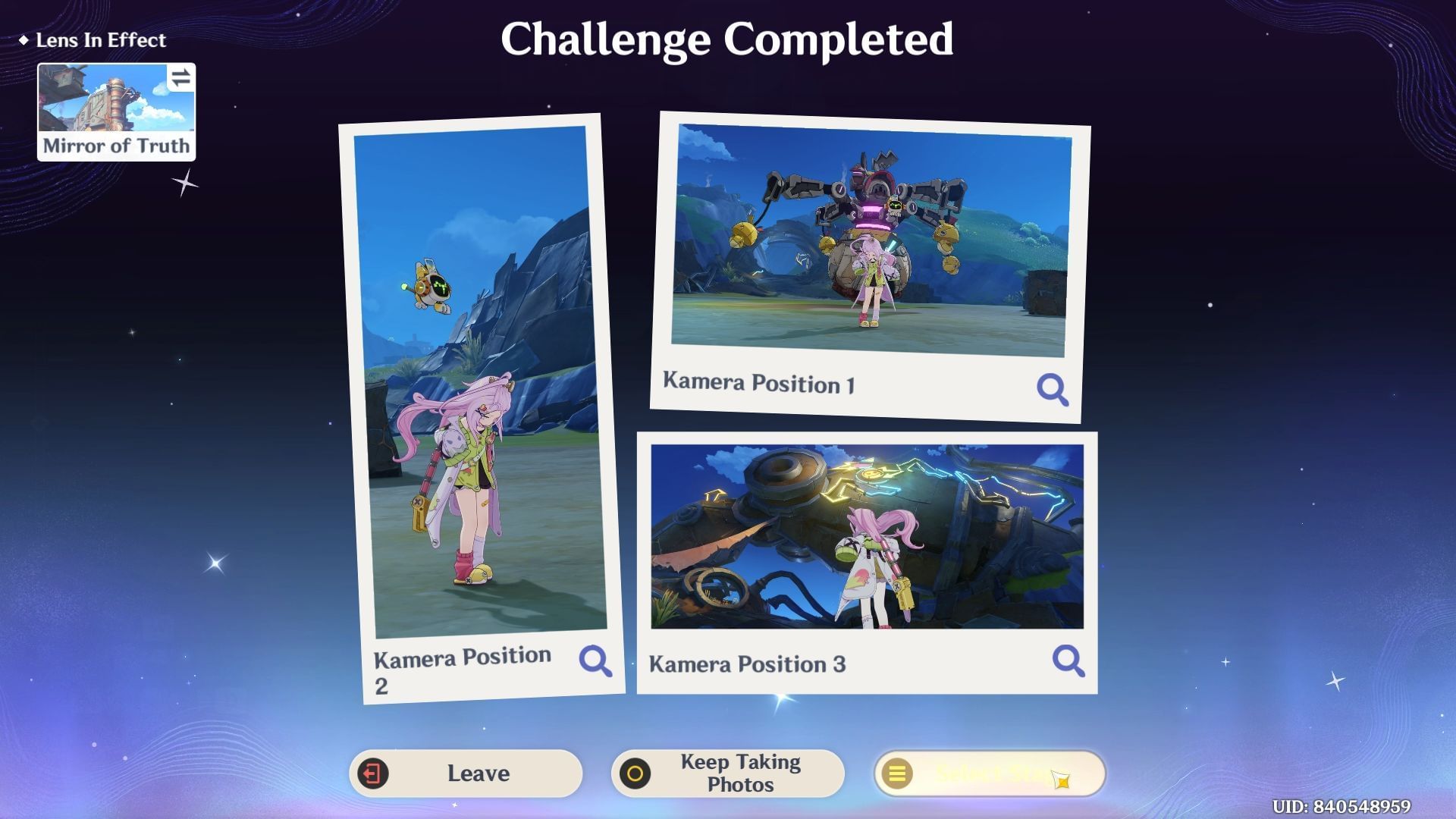 Select a pose for Aino and adjust the Kamera angles to take her pictures (Image via HoYoverse)