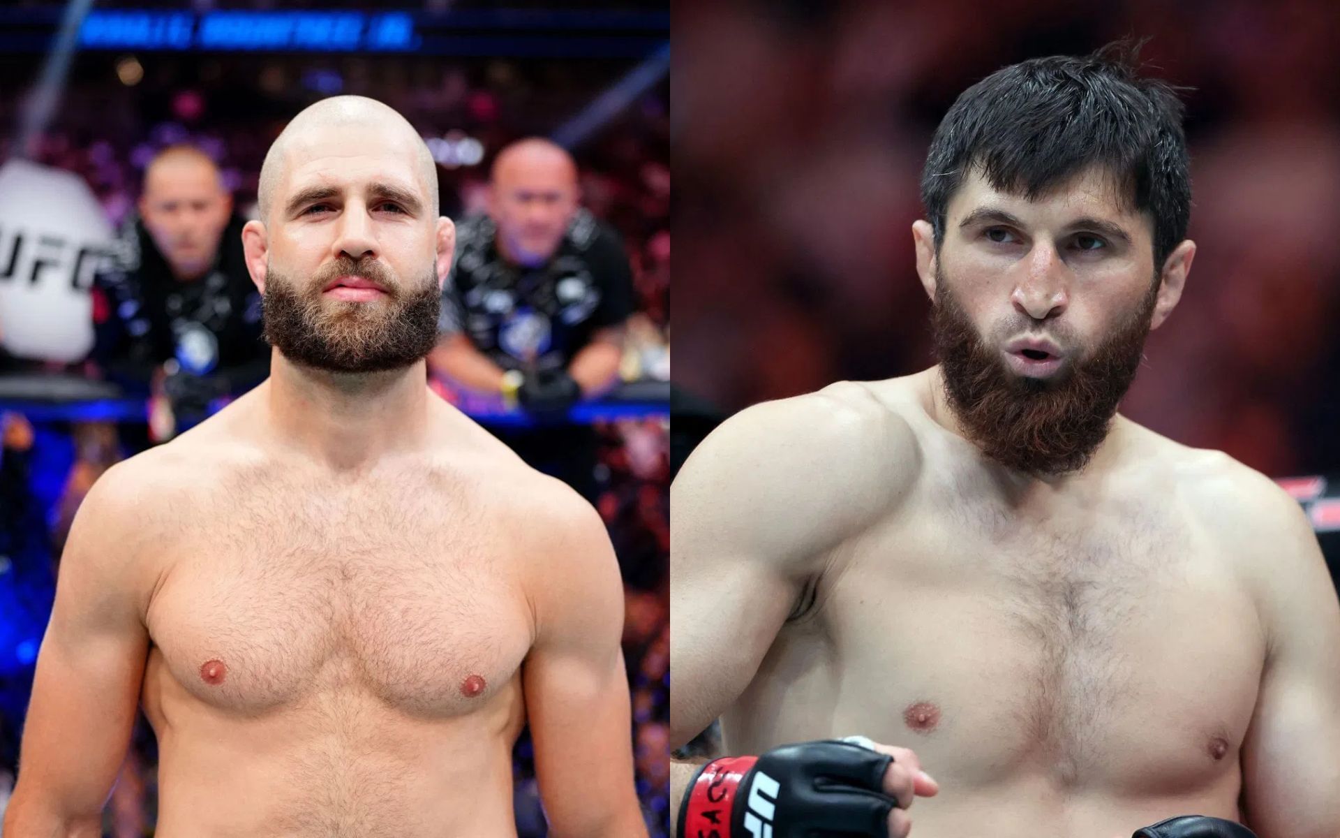Jiri Prochazka (left) talks about Magomed Ankalaev (right). [Images courtesy: Getty]