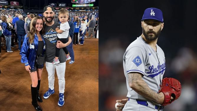 Tanner Scott’s wife Maddie and son sport matching blue tones as Dodgers head to Toronto for World Series
