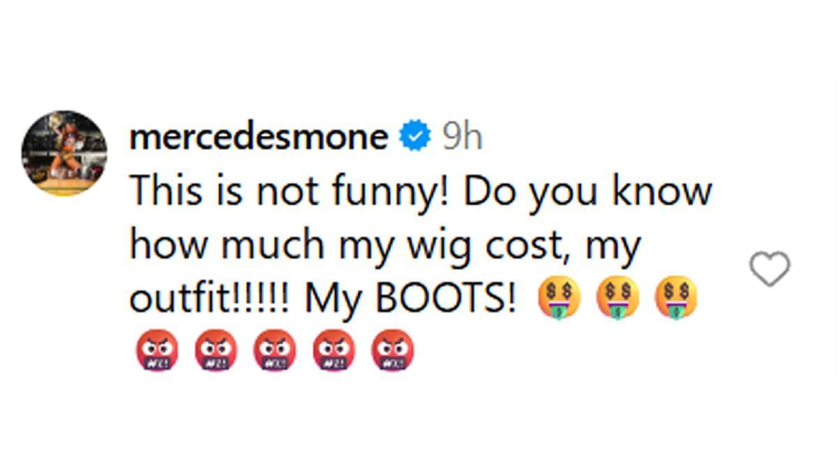 Mercedes Mone&#039;s comment on AEW&#039;s clip (Image via AEW&#039;s Instagram)