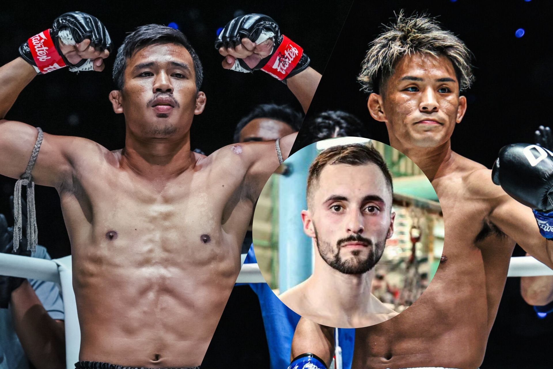 (From left) Superlek Kiatmoo9, Jake Peacock, and Yuki Yoza returns to action at ONE 173. [Image: ONE Championship]