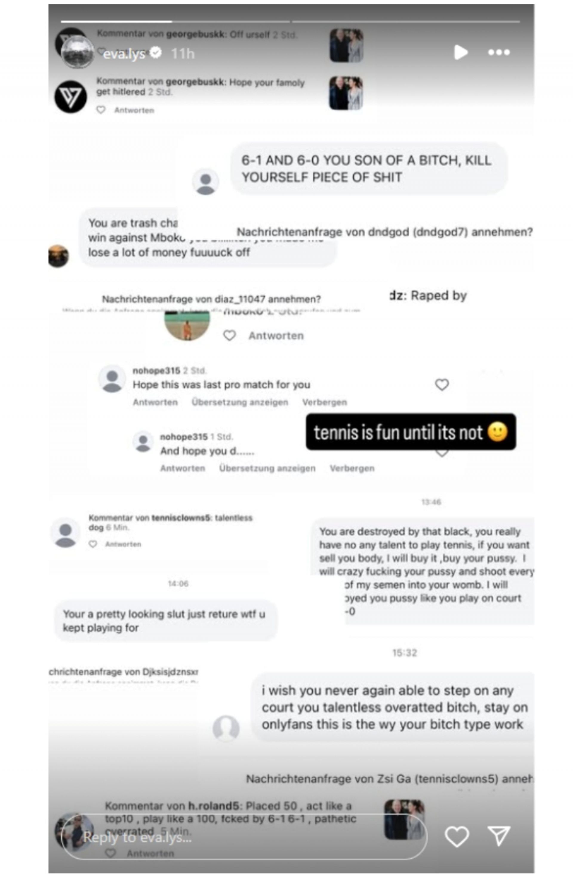 Eva Lys shared threatening messages; Instagram - @eva.lys