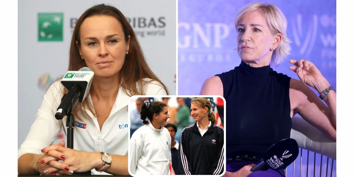 Martina Hingis (L); Monica Seles and Steffi Graf (inset); Chris Evert (R) (Image Source: Getty)
