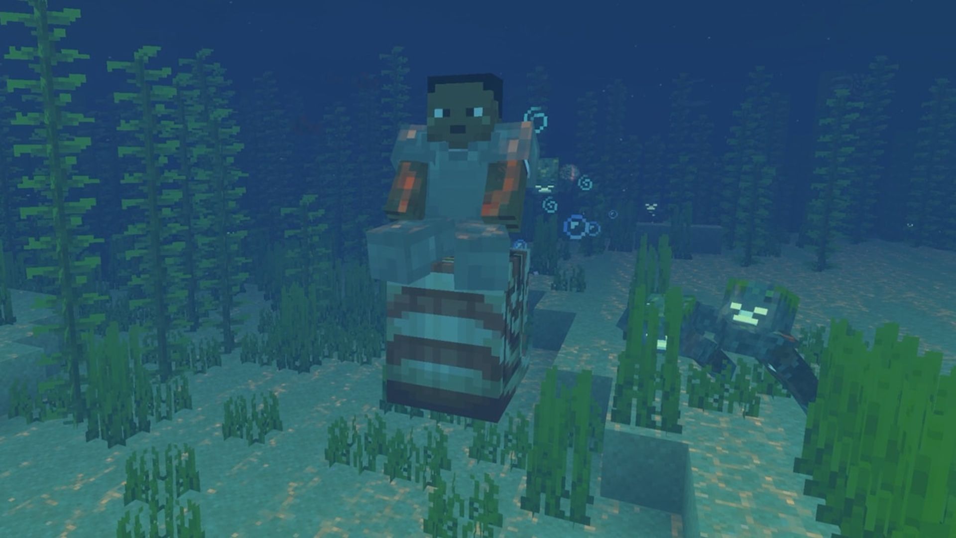 Players can ride the nautilus mob to explore the ocean in Minecraft (Image via Mojang Studios)