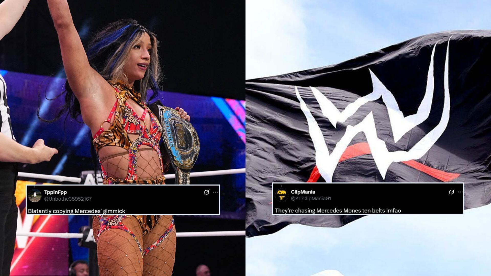 Mercedes Mon&eacute; is currently holding 10 belts [Photo: allelitewrestling.com and wwe.com]
