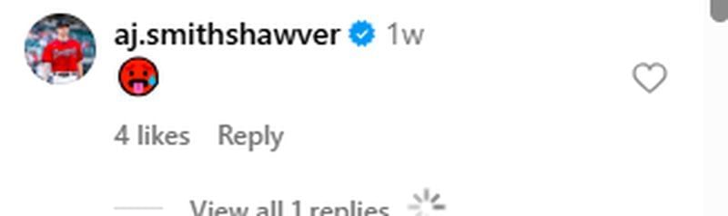AJ Smith-Shawver reacted with an emoji on Josie&#039;s post.(/josiecanseco/Instagram)